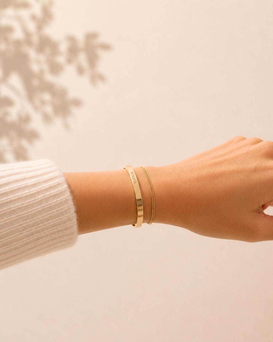 Personalized Stackable Name Cuff Bracelet with Dainty Curb Chain