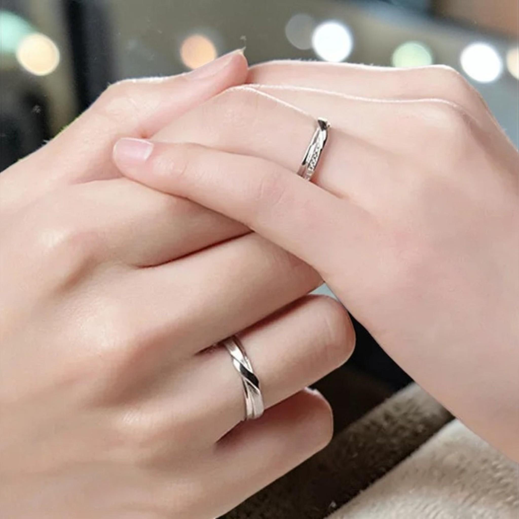 Adjustable Copper Couple Rings, Matching Twisted Promise Band Set