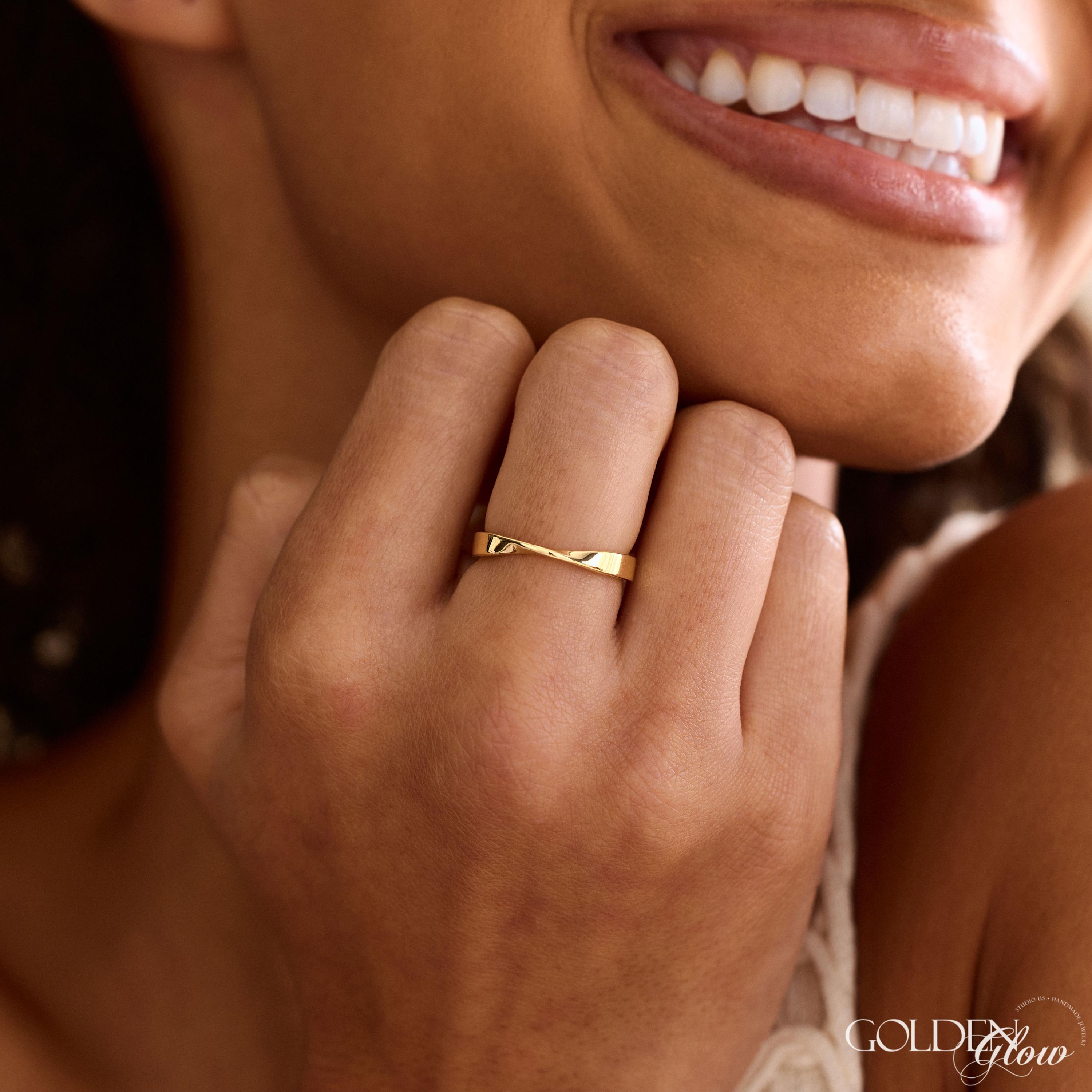 Custom Couples Mobius Twist Ring with Inner Engraving