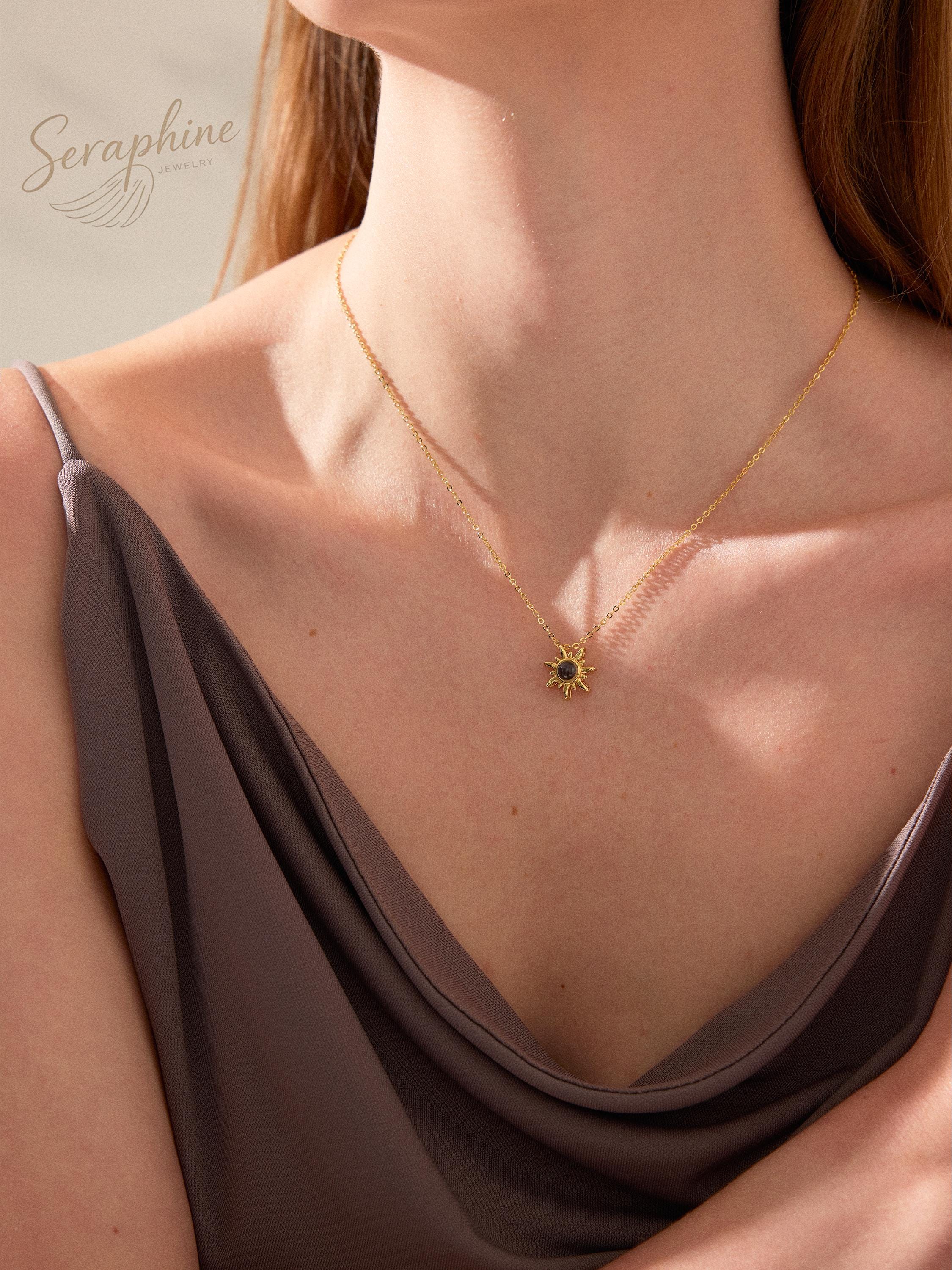 Sunflower Photo Projection Necklace with Hidden Picture