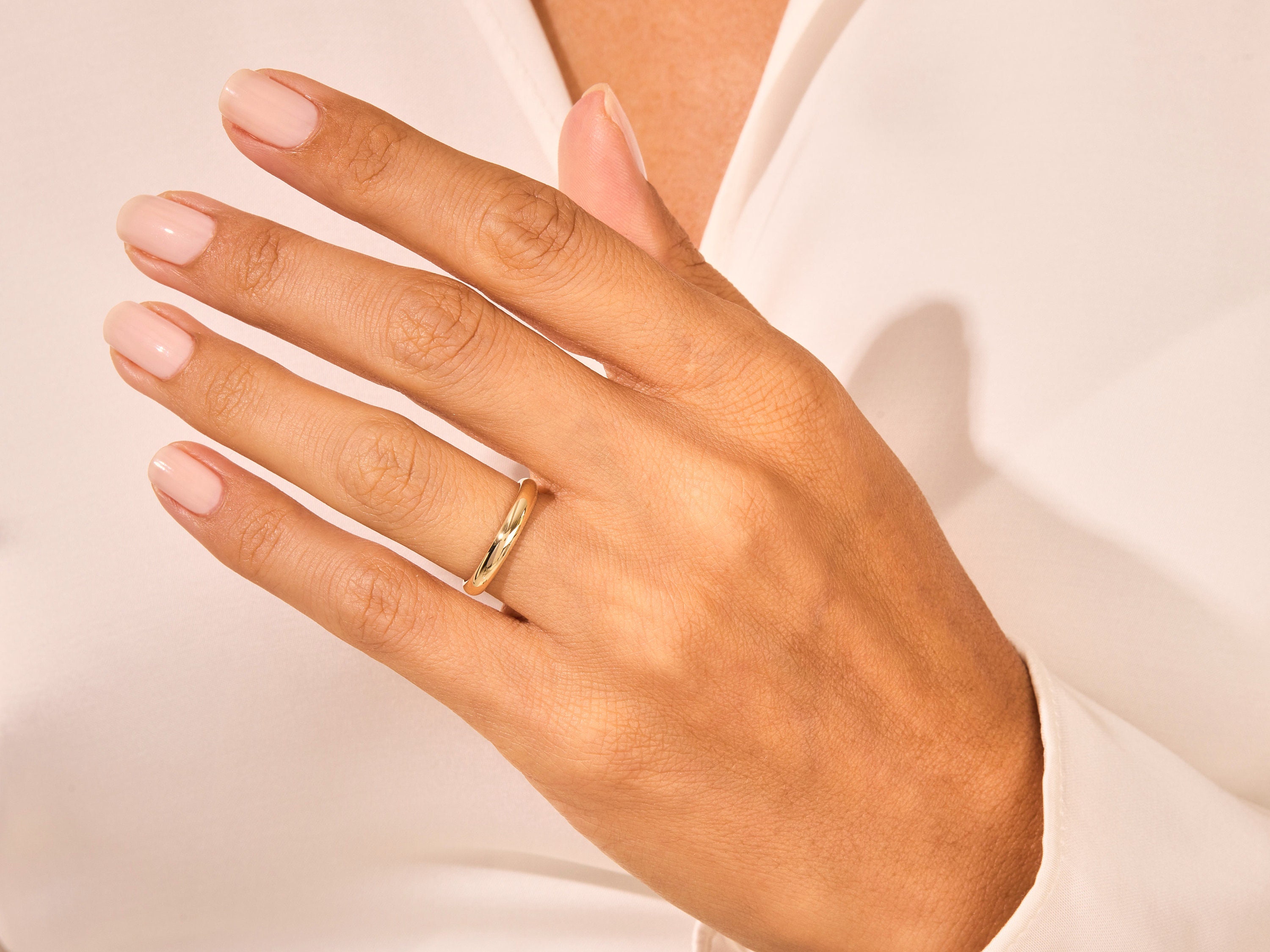 3mm Solid Gold Dome Wedding Band