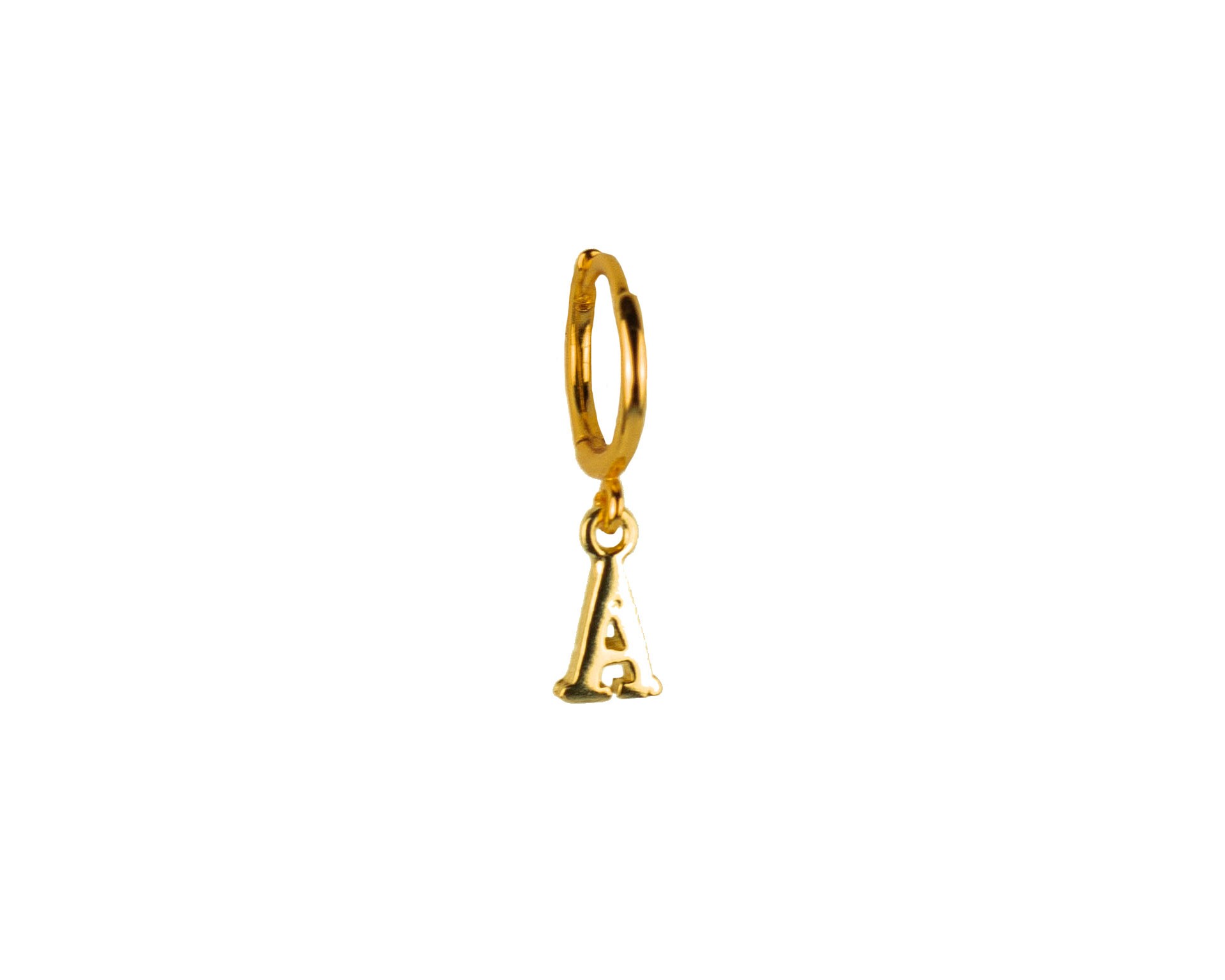 Gold Initial Hoop Earring in 18K Gold Plated Sterling Silver