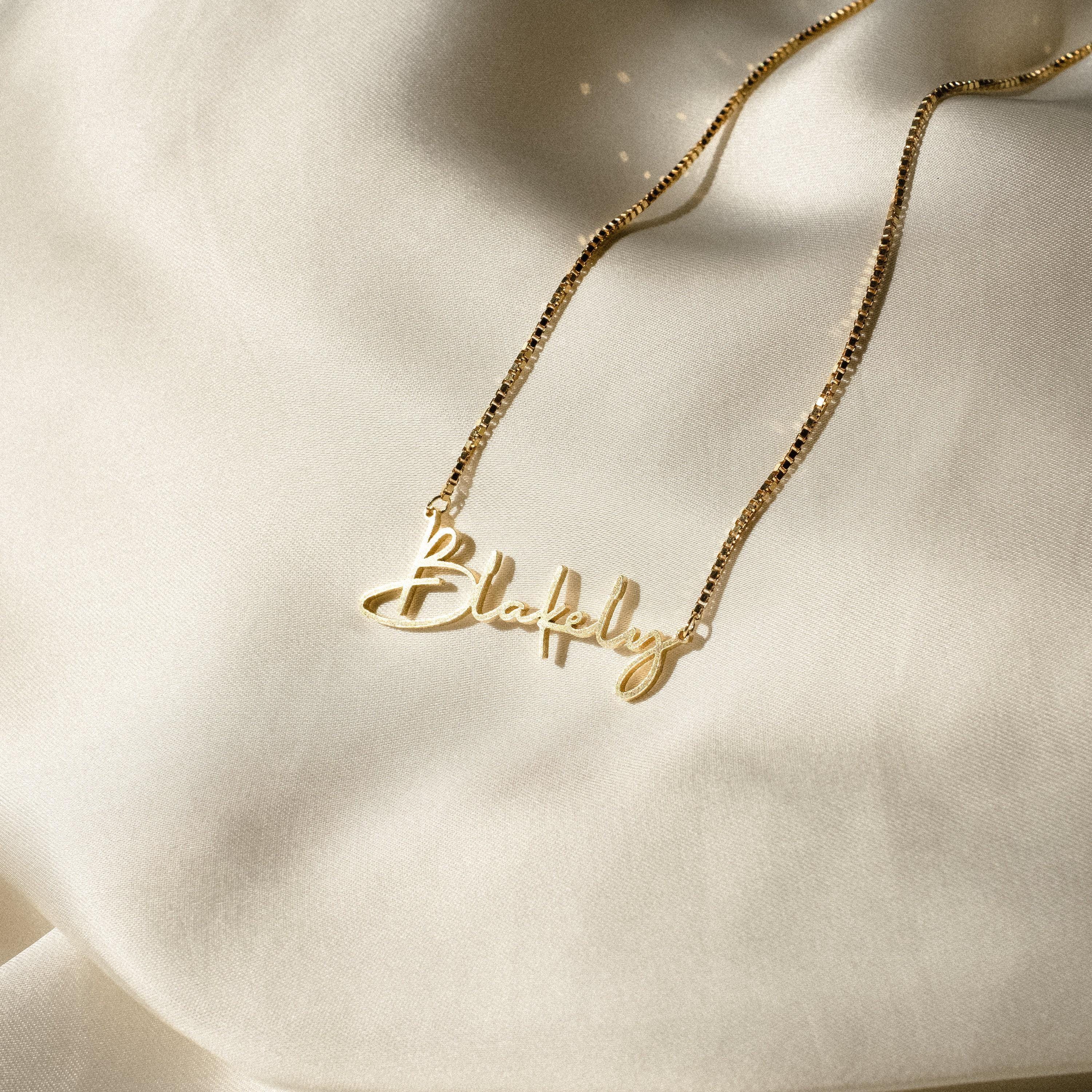 Personalized Box Chain Name Necklace in Sterling Silver