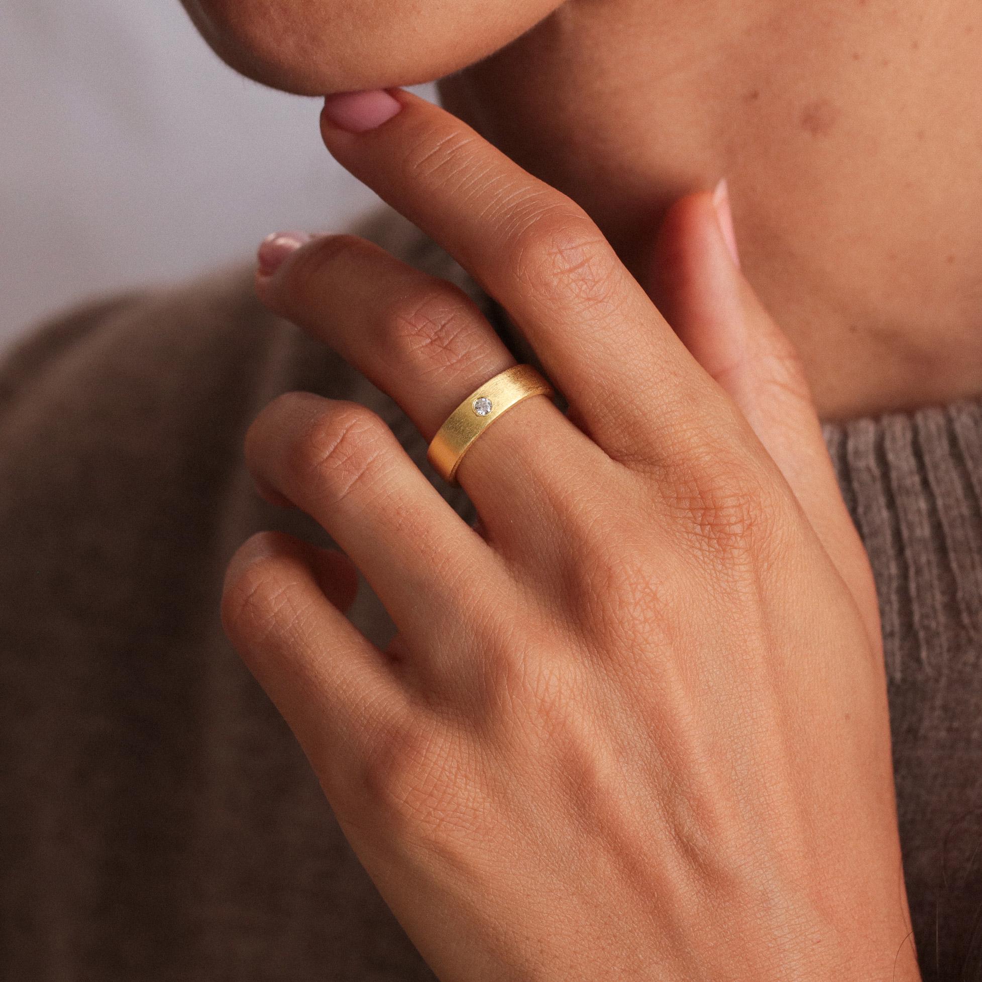 Personalized 5mm Flat Band Ring with Birthstone