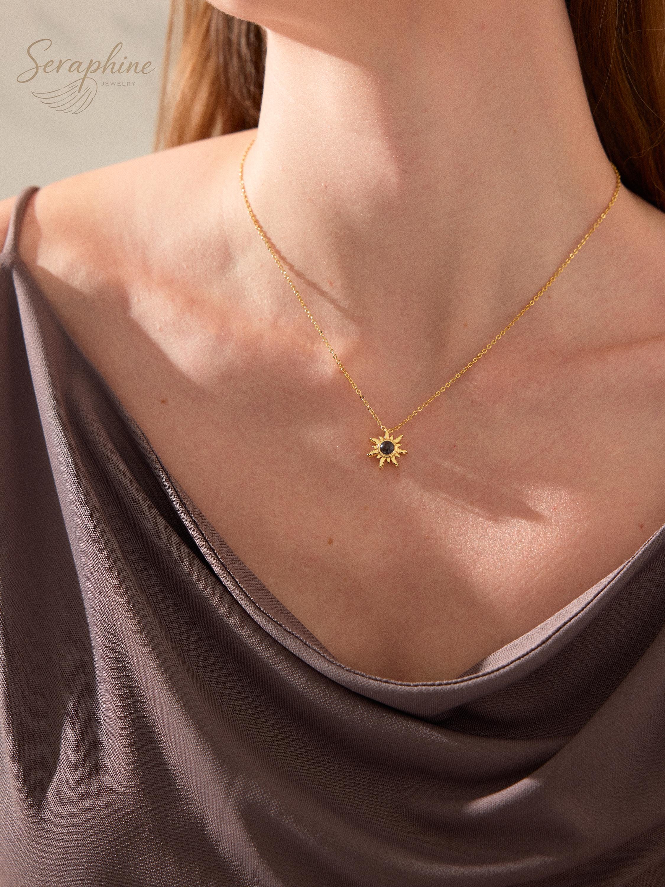 Sunflower Photo Projection Necklace with Hidden Picture