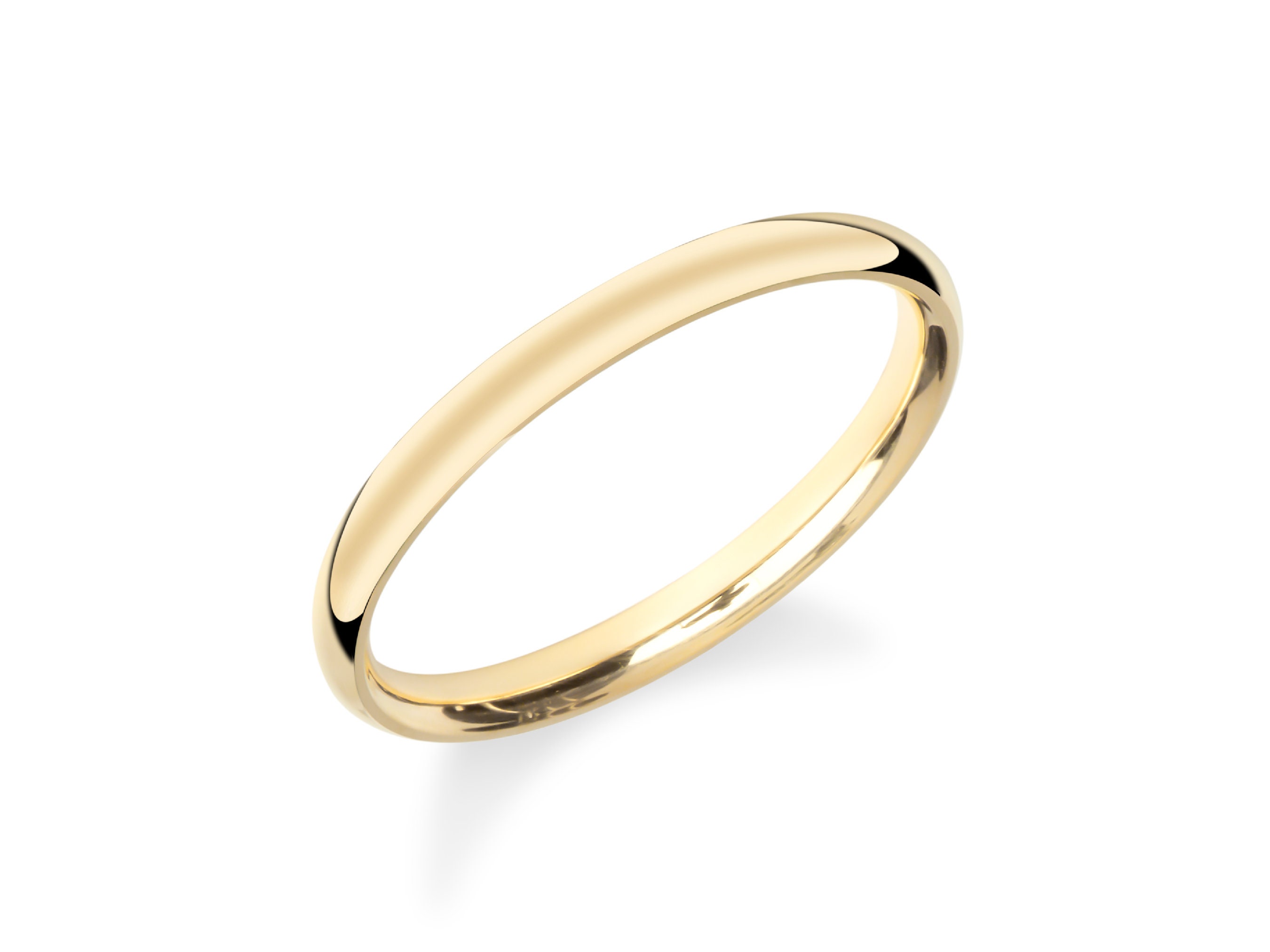 2mm Yellow Gold Dome Wedding Band with Polished Finish