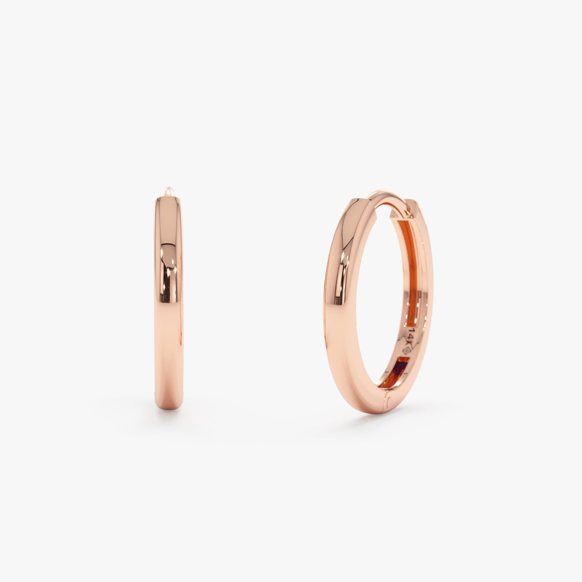 Mini 14K Solid Gold Huggie Earrings for Cartilage and Second Piercings, Sold as a Pair