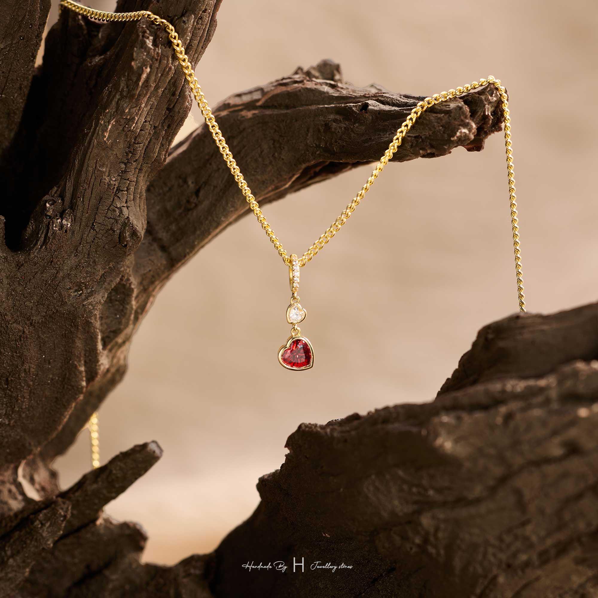 Custom Birthstone Heart Pendant Necklace in Copper