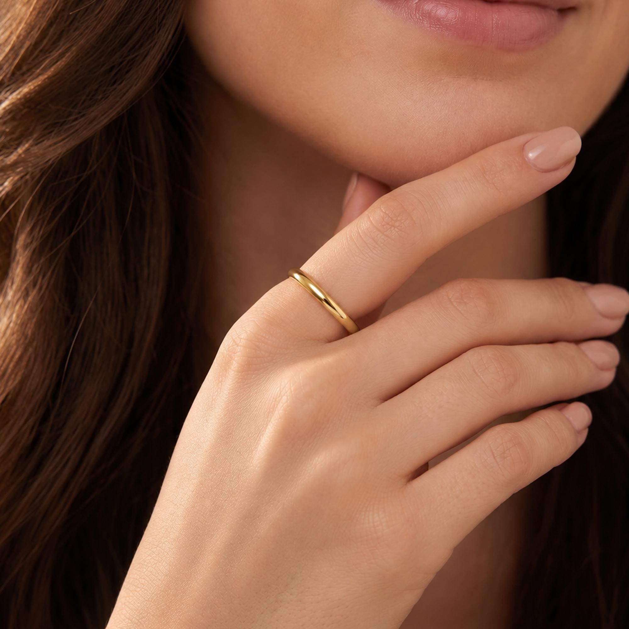 18K Gold Plated Minimalist Dome Ring for Women