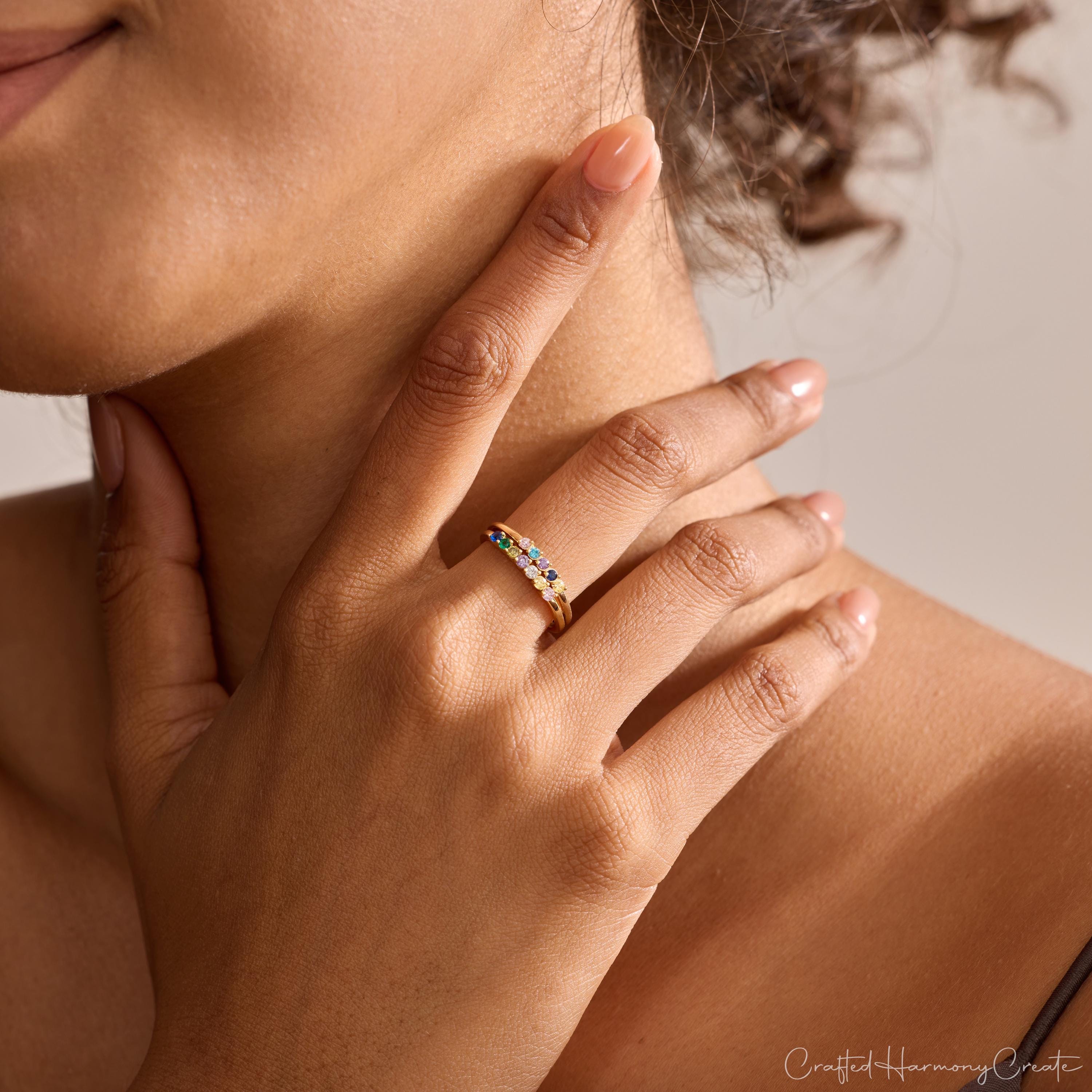 Personalized Multiple Round Birthstone Ring