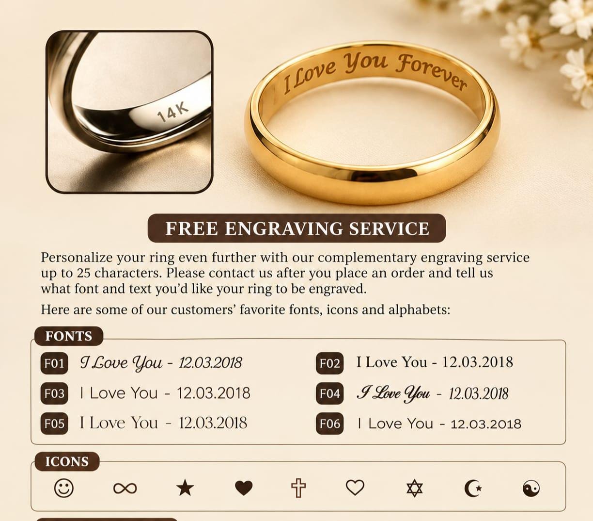 14K Gold Thin Wedding Bands in 1.5mm to 6mm Widths