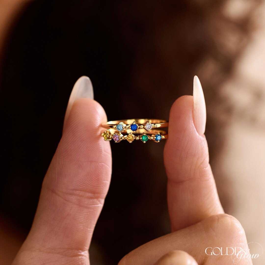 Custom Family Birthstone Eternity Ring, 1 to 6 Stones