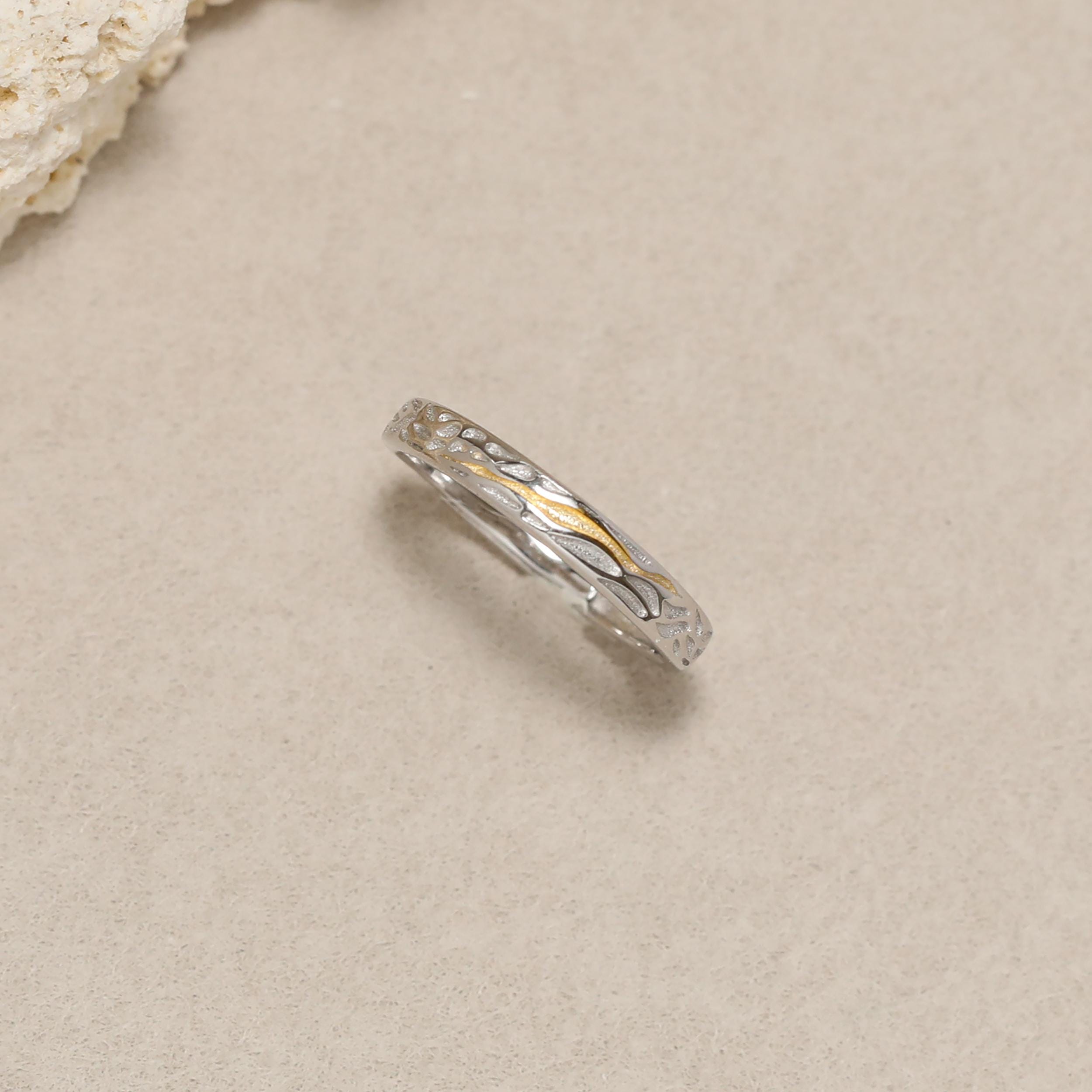 Customized Textured Couple Ring Set in 925 Sterling Silver
