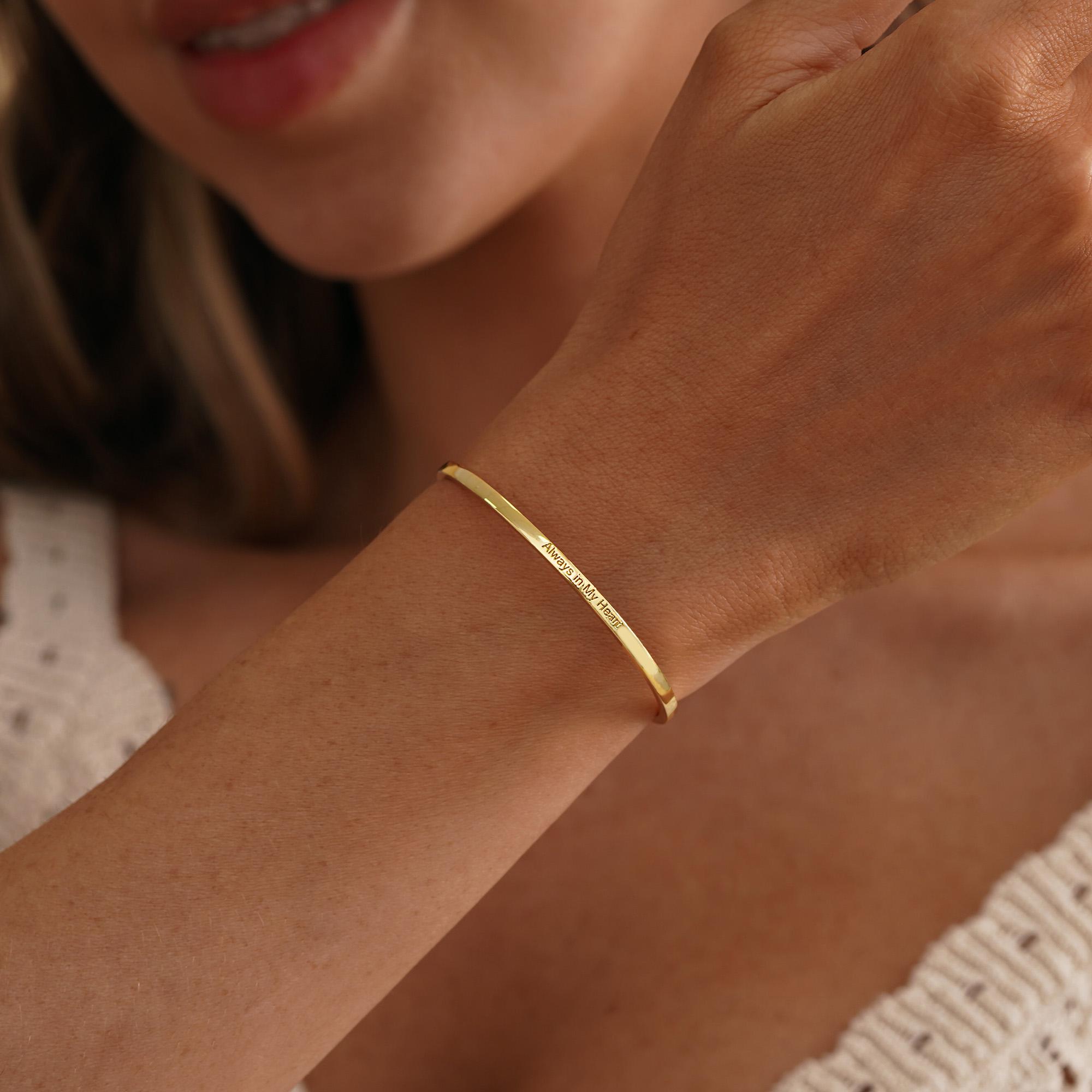 Personalized Engraved Affirmation Cuff Bracelet in Adjustable Sizes
