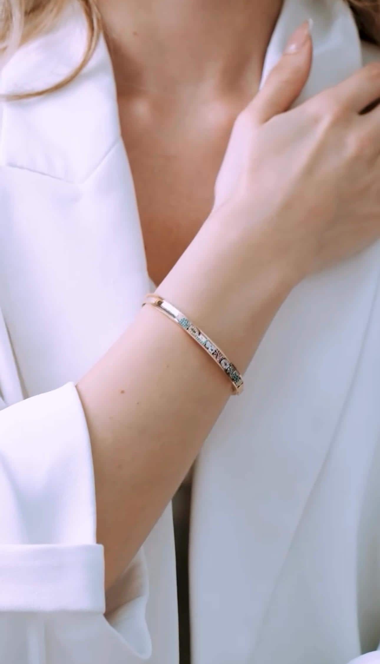 Personalized Sterling Silver Name Bangle with Charm Slides