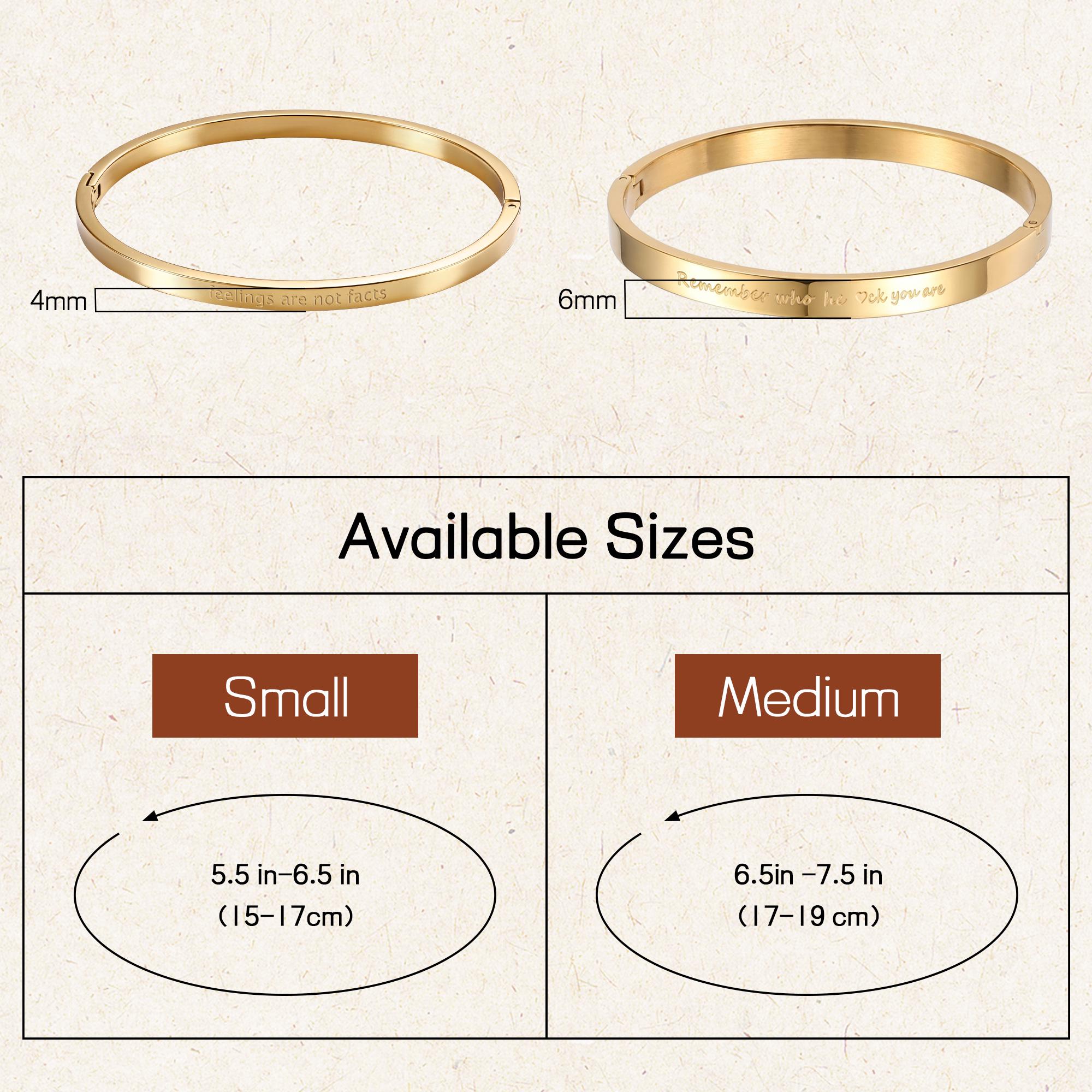 Custom Engraved Inspirational Bangle in 18K Gold Plated Titanium Steel