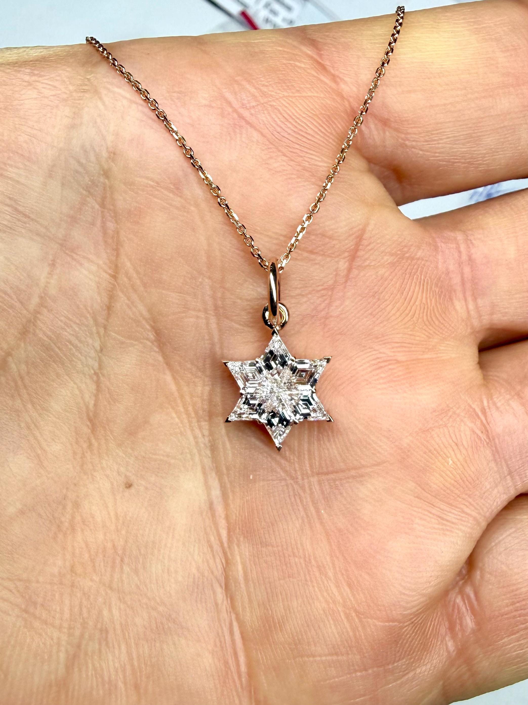 14K White Gold Star of David Pendant Necklace with 1.6 Carat Lab Grown Diamonds