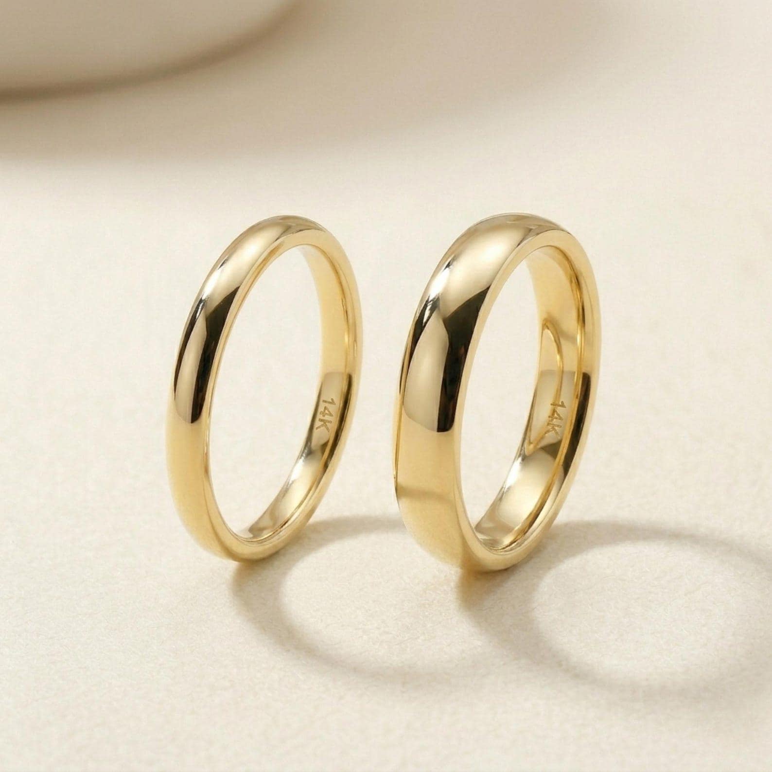 18K Solid Gold Thin Wedding Band, 1mm to 6mm Minimalist