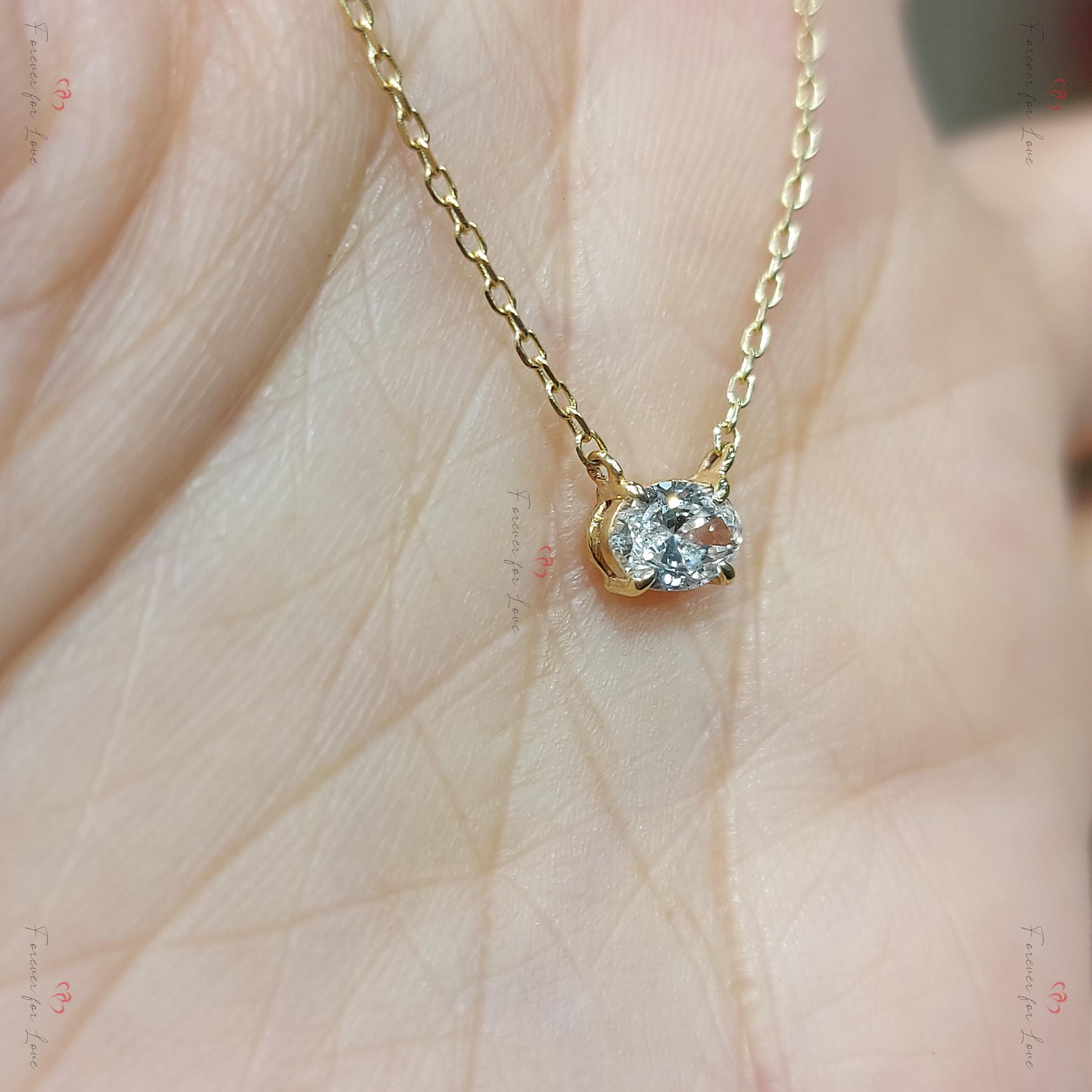 0.5ct Oval Diamond Necklace in 14K Yellow Gold