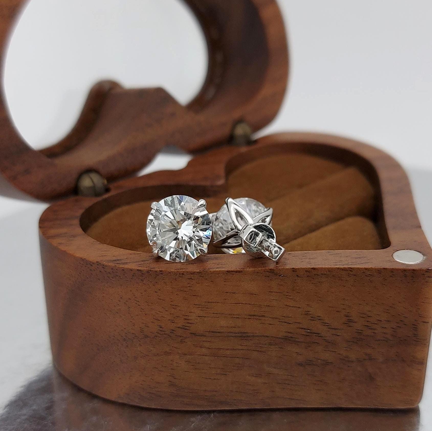 4ct Total Lab Grown Diamond Stud Earrings in 14K White Gold, E VVS2 Round Cut