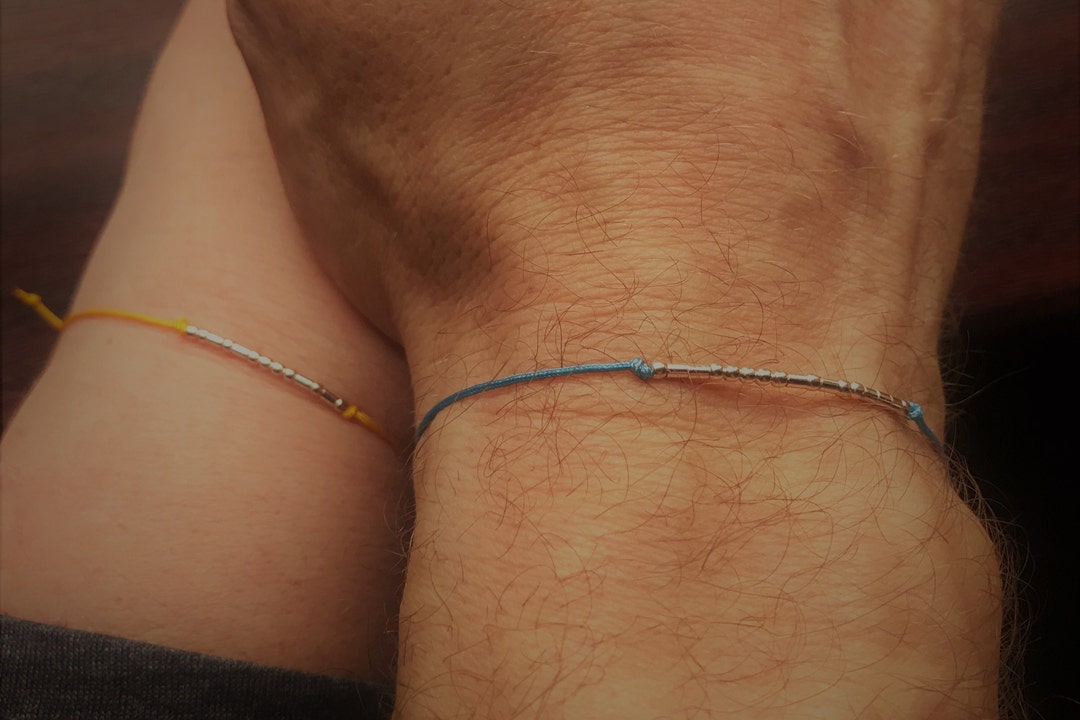 Personalized Morse Code Couple Bracelet Set of Two in Silver, Gold or Rose Gold