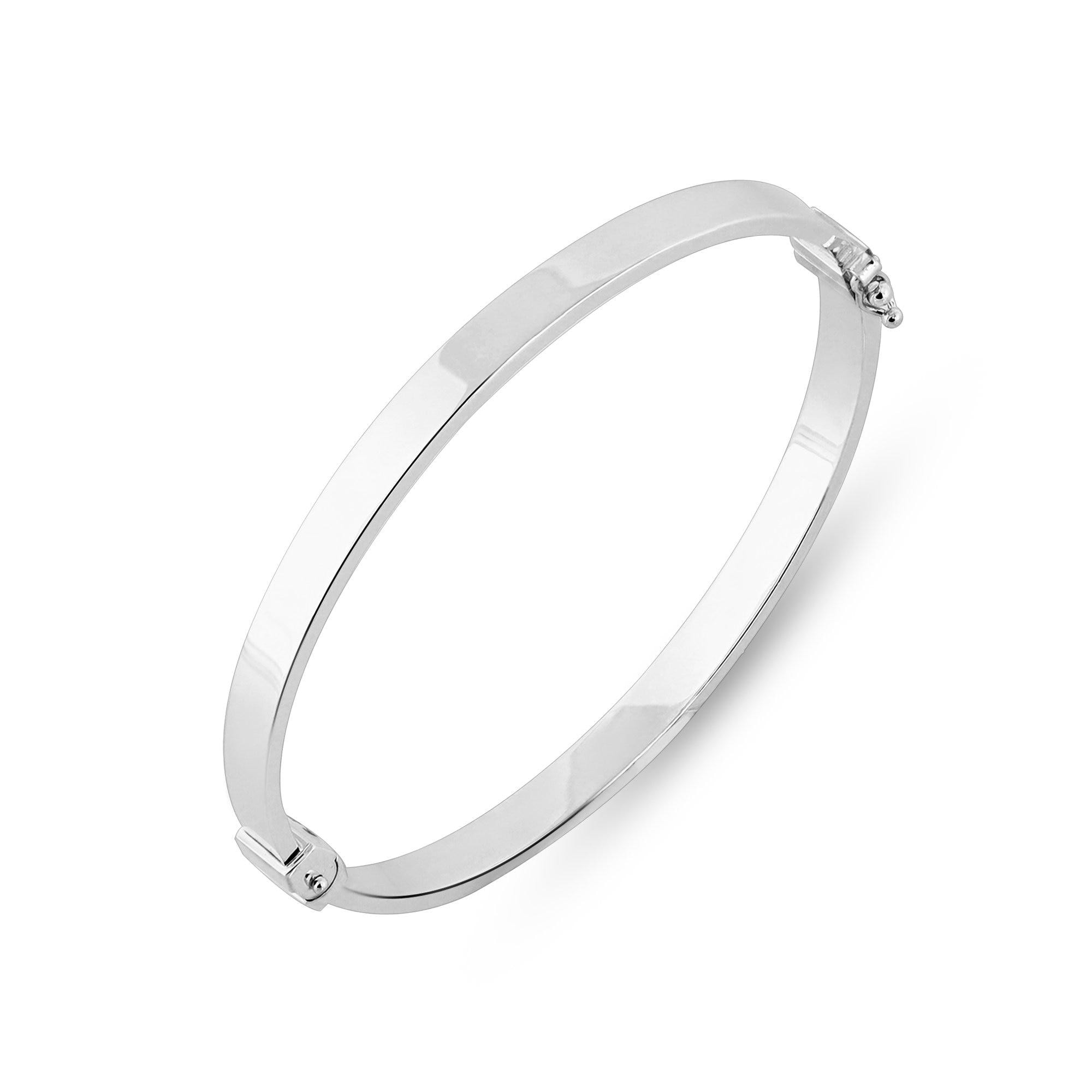 14K Gold Oval Hinged Bangle, 3mm Engraved Cuff