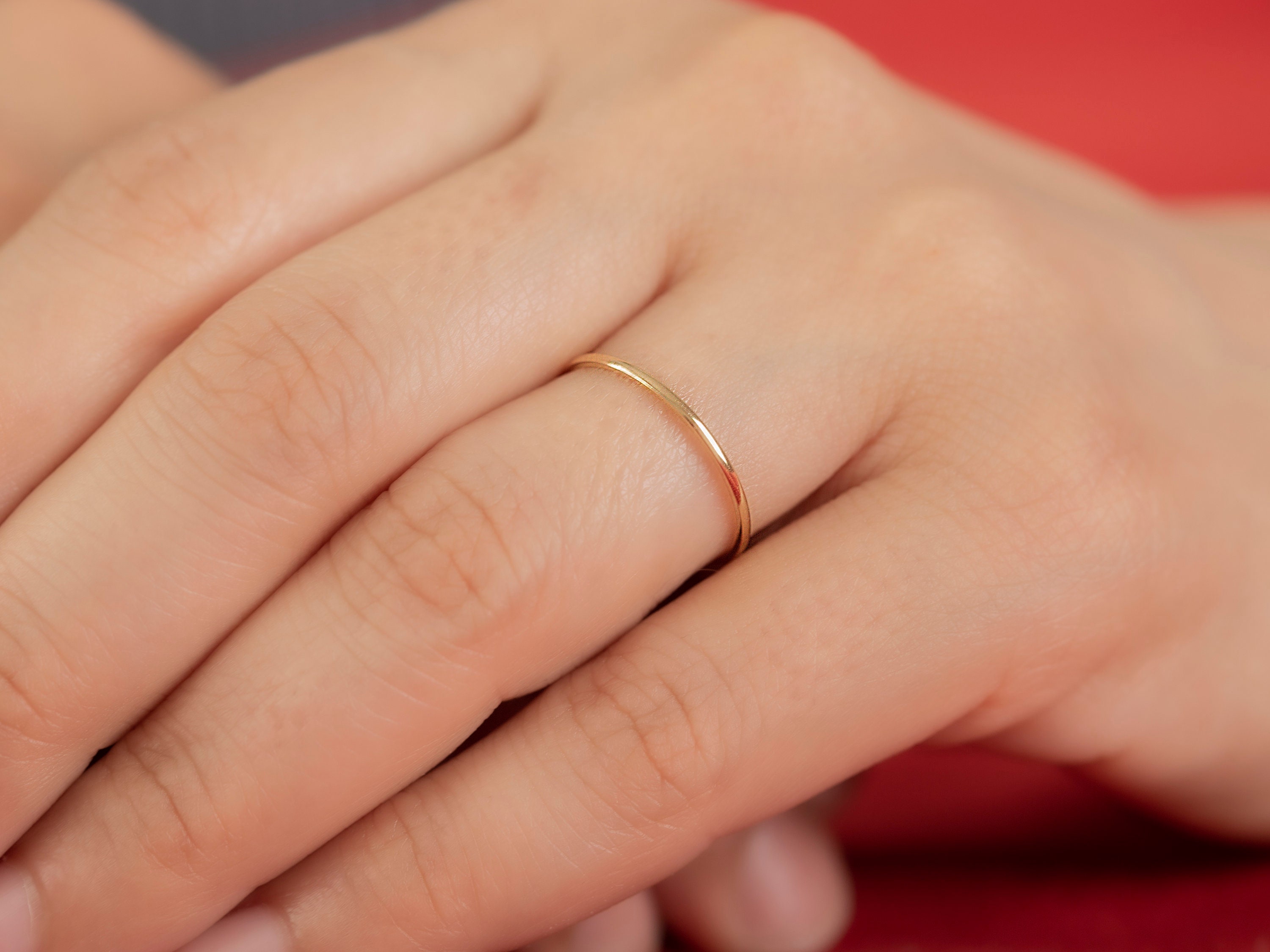 1mm Solid Gold Stacking Wedding Band