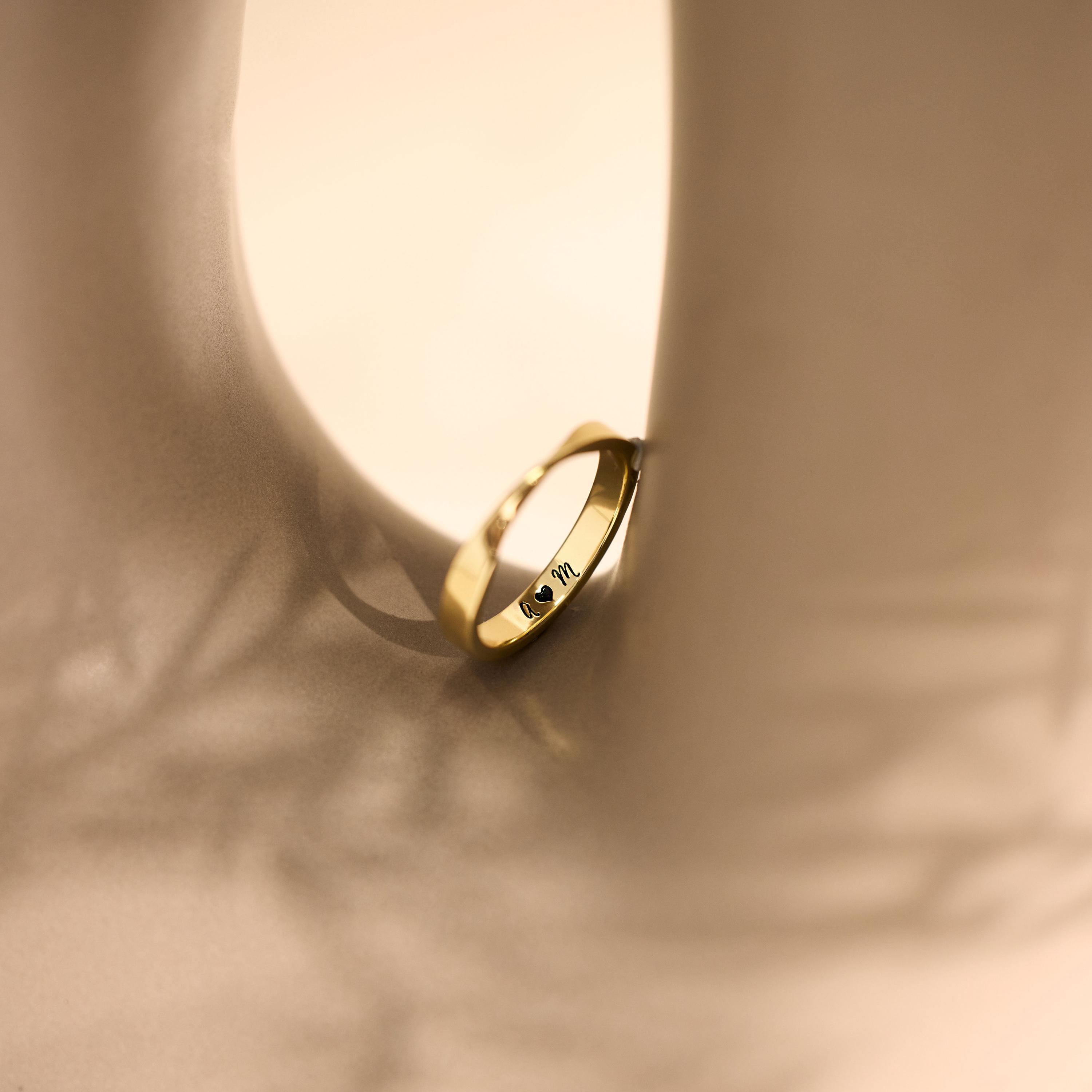 Custom Couples Mobius Twist Ring with Inner Engraving