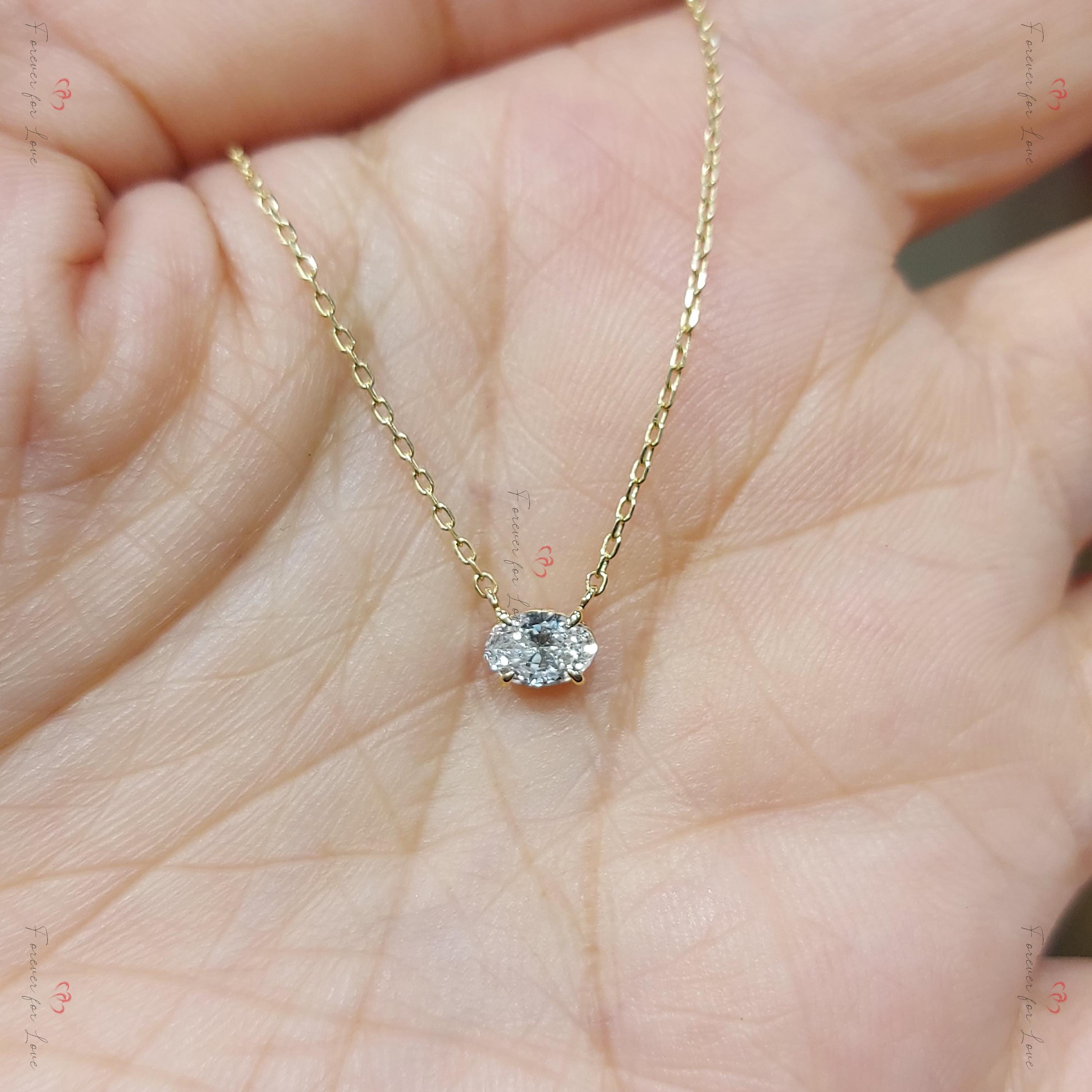 0.5ct Oval Diamond Necklace in 14K Yellow Gold