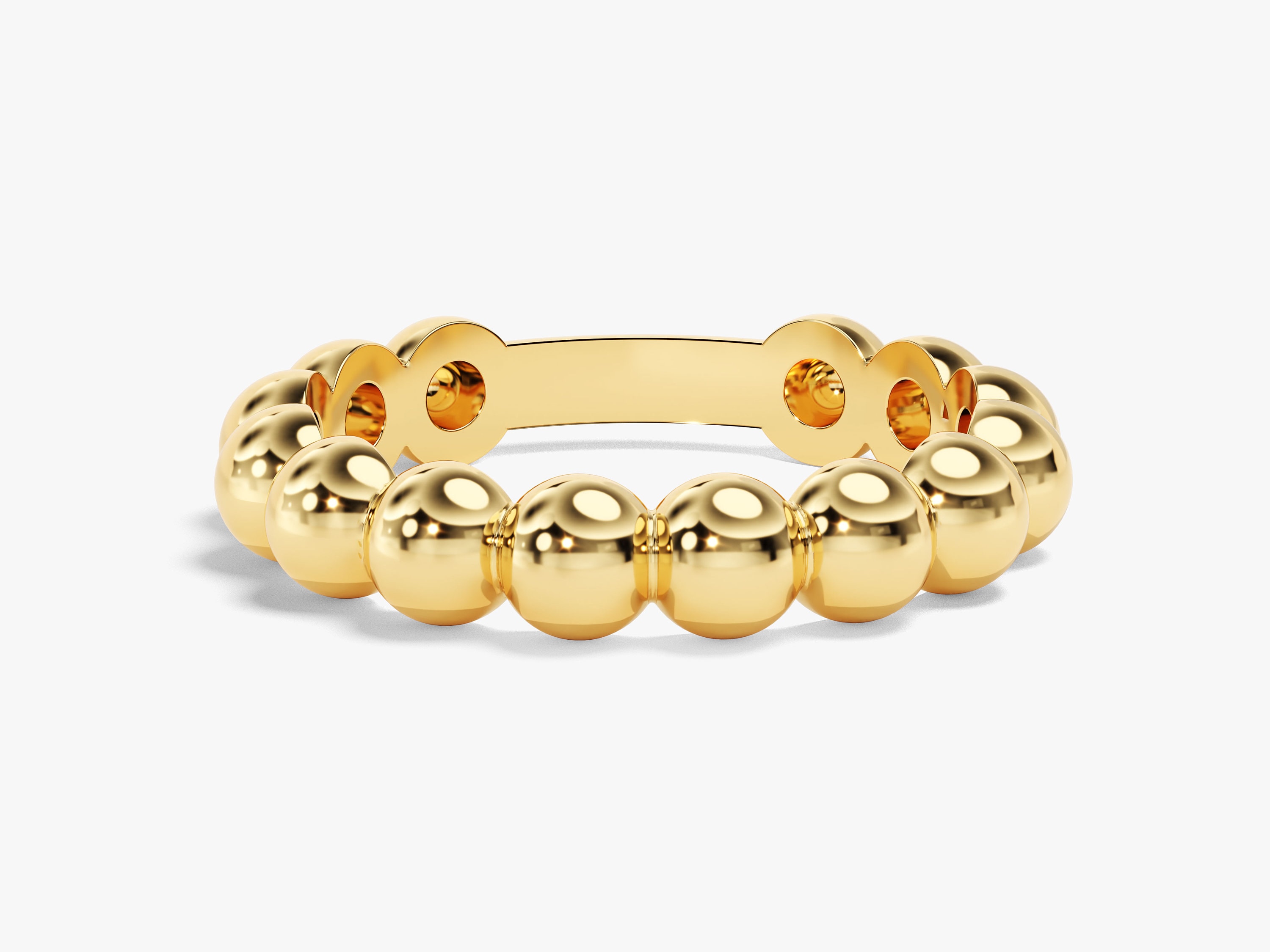 14K Gold Beaded Ring, Dainty Stacking Band 2mm 3mm 4mm