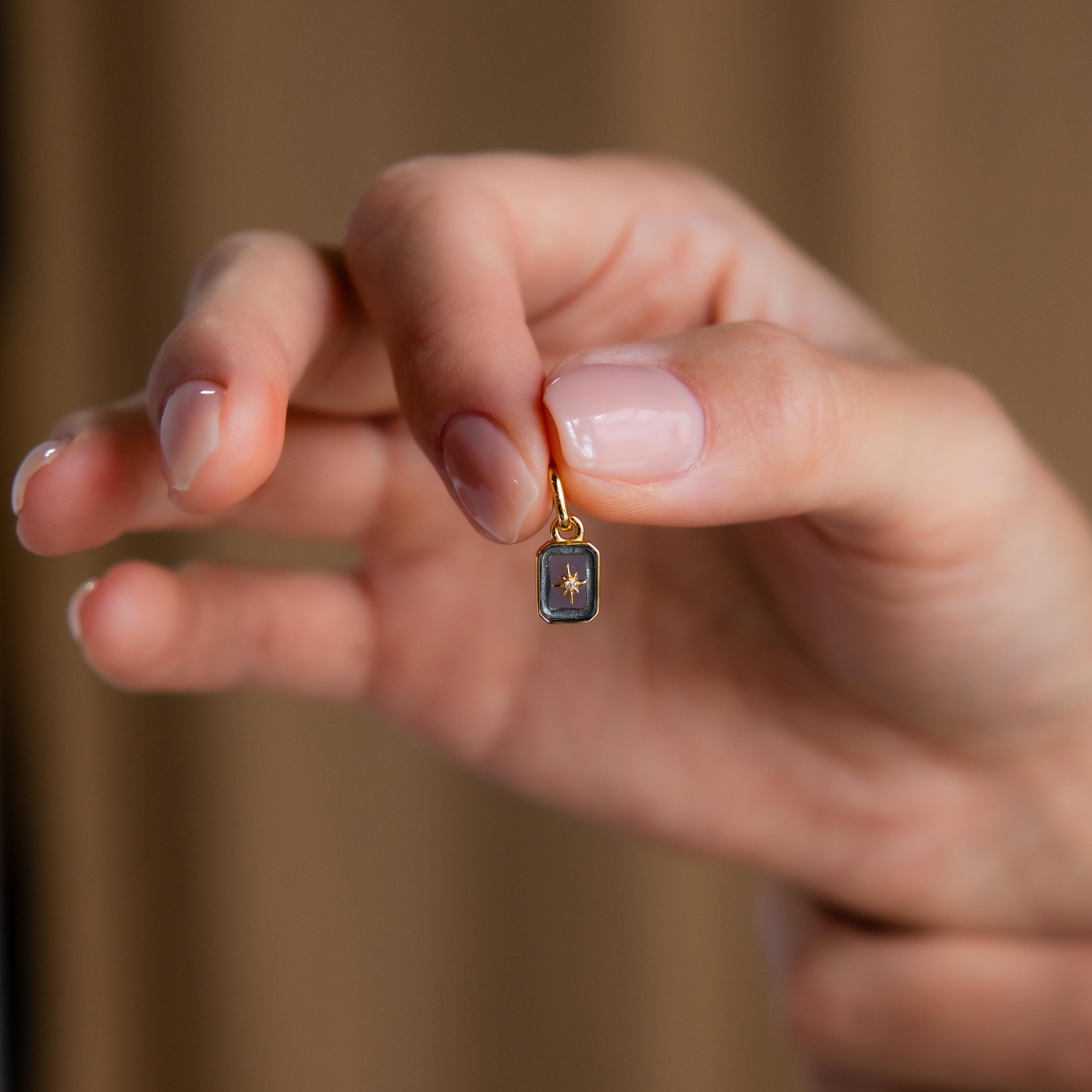 North Star Birthstone Charm in 18K Gold Over Brass