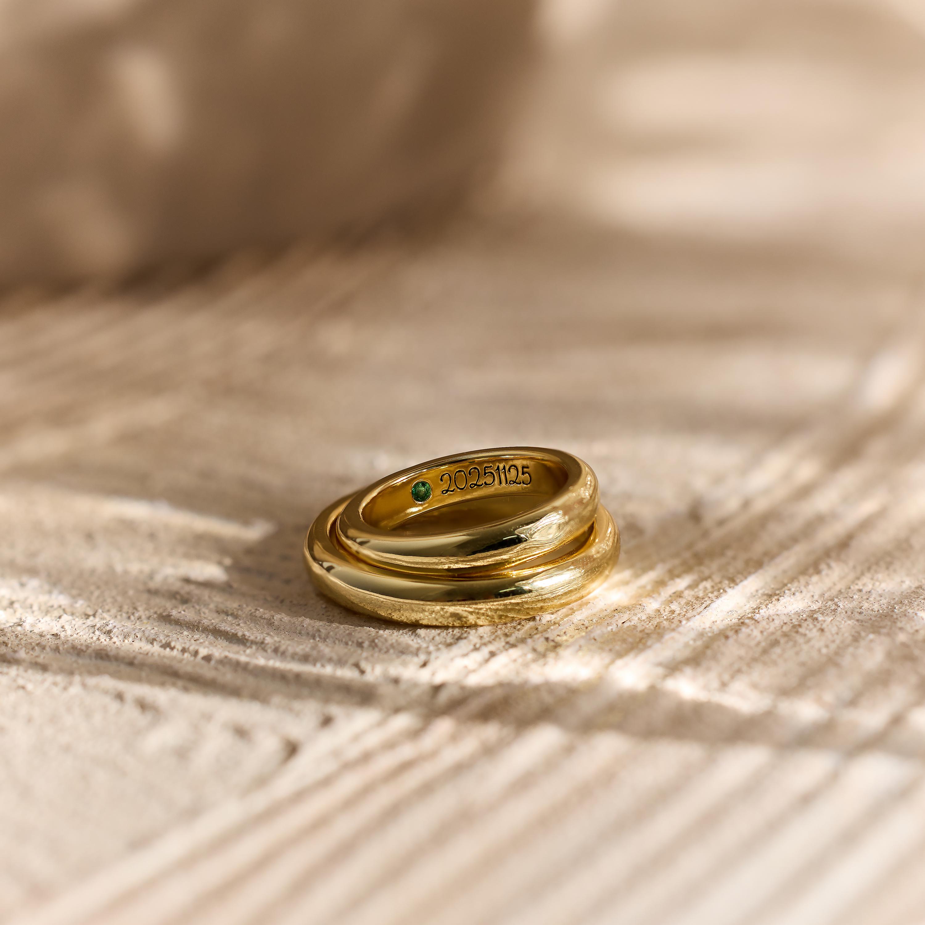 Personalized Birthstone Band Ring with Inside Engraving