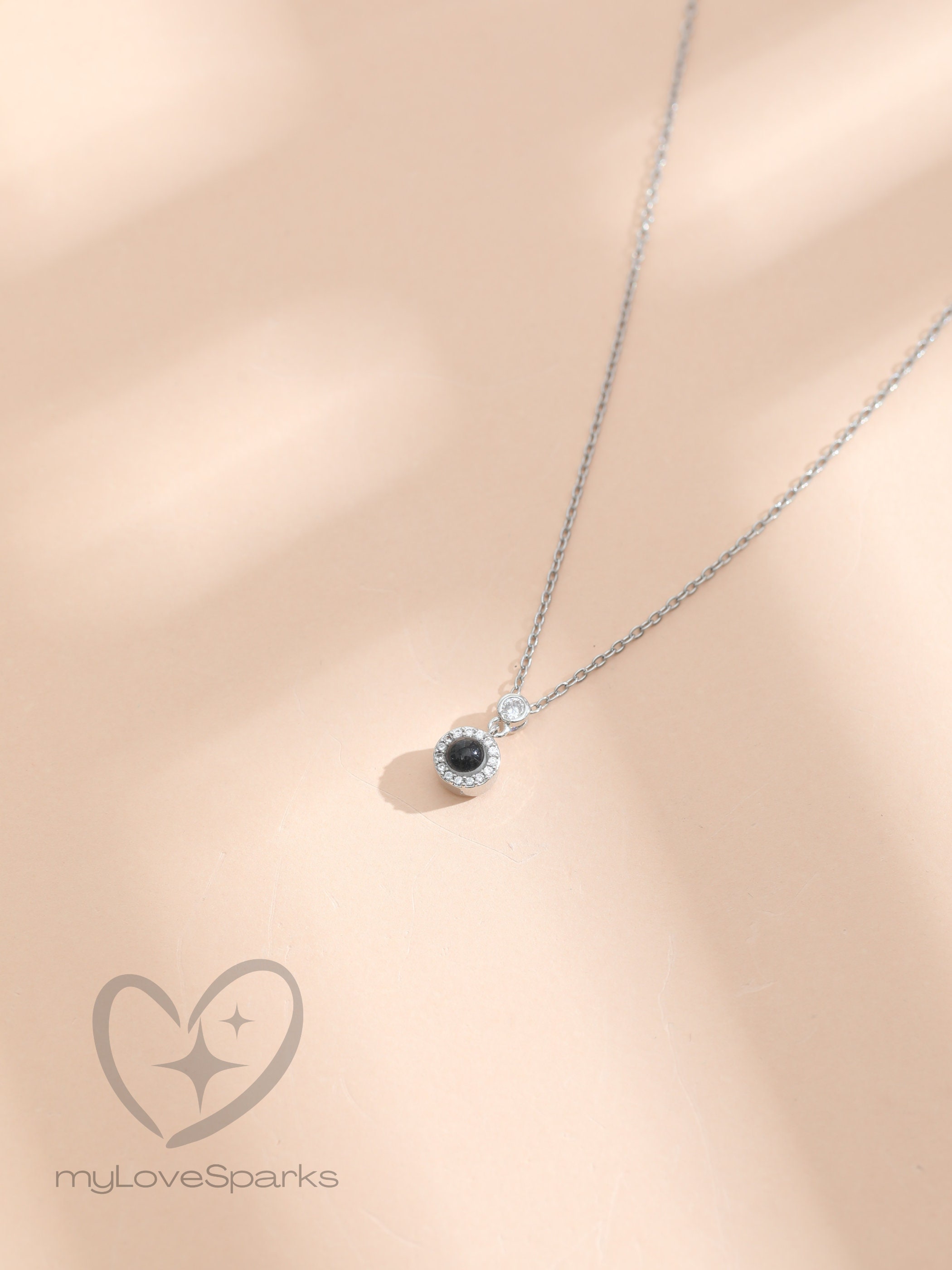 Minimalist Photo Projection Necklace in Stainless Steel