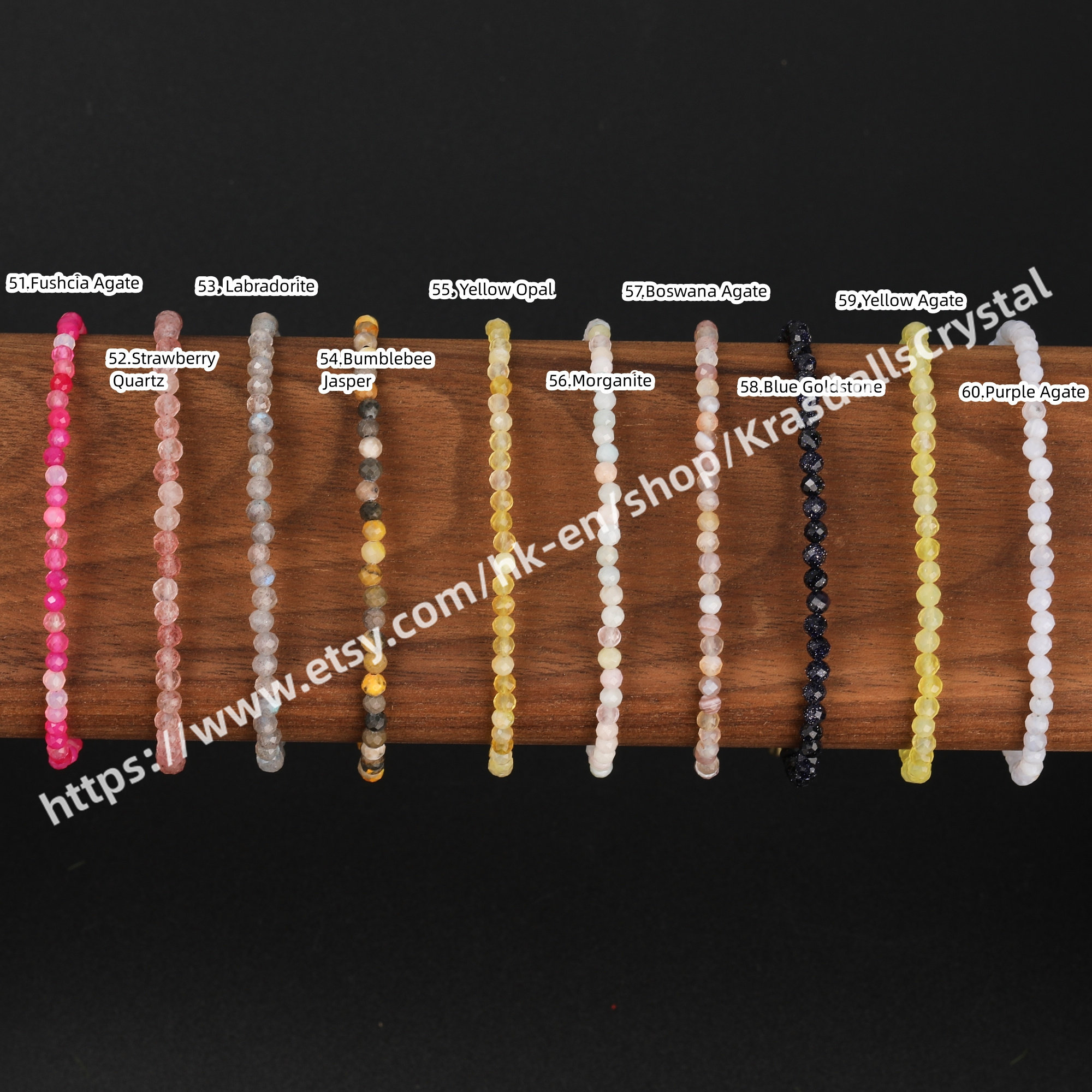 Natural Crystal Mini Beaded Bracelet with Faceted 3-3.5 mm Stones