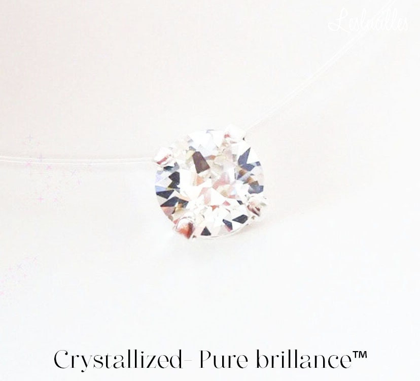 Invisible Crystal Solitaire Choker on a Transparent Nylon Collar