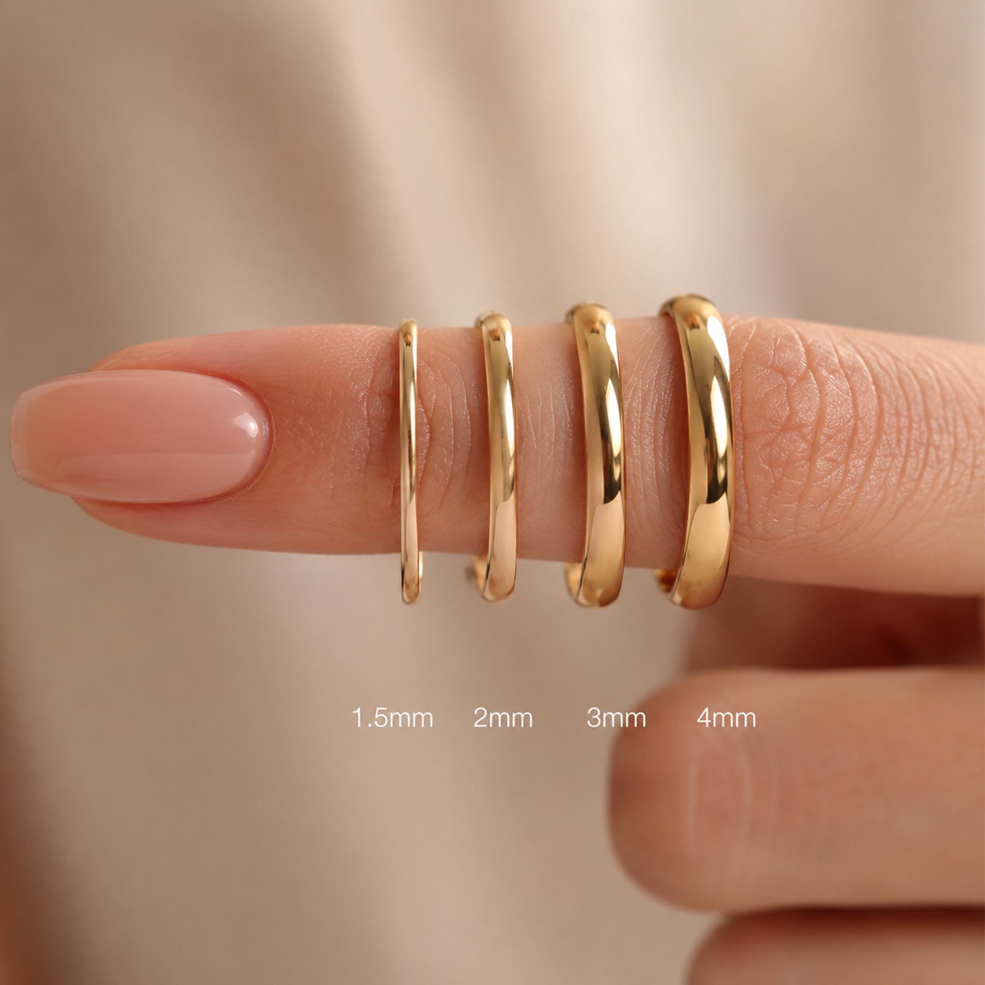 18K Gold Plated Minimalist Dome Ring for Women