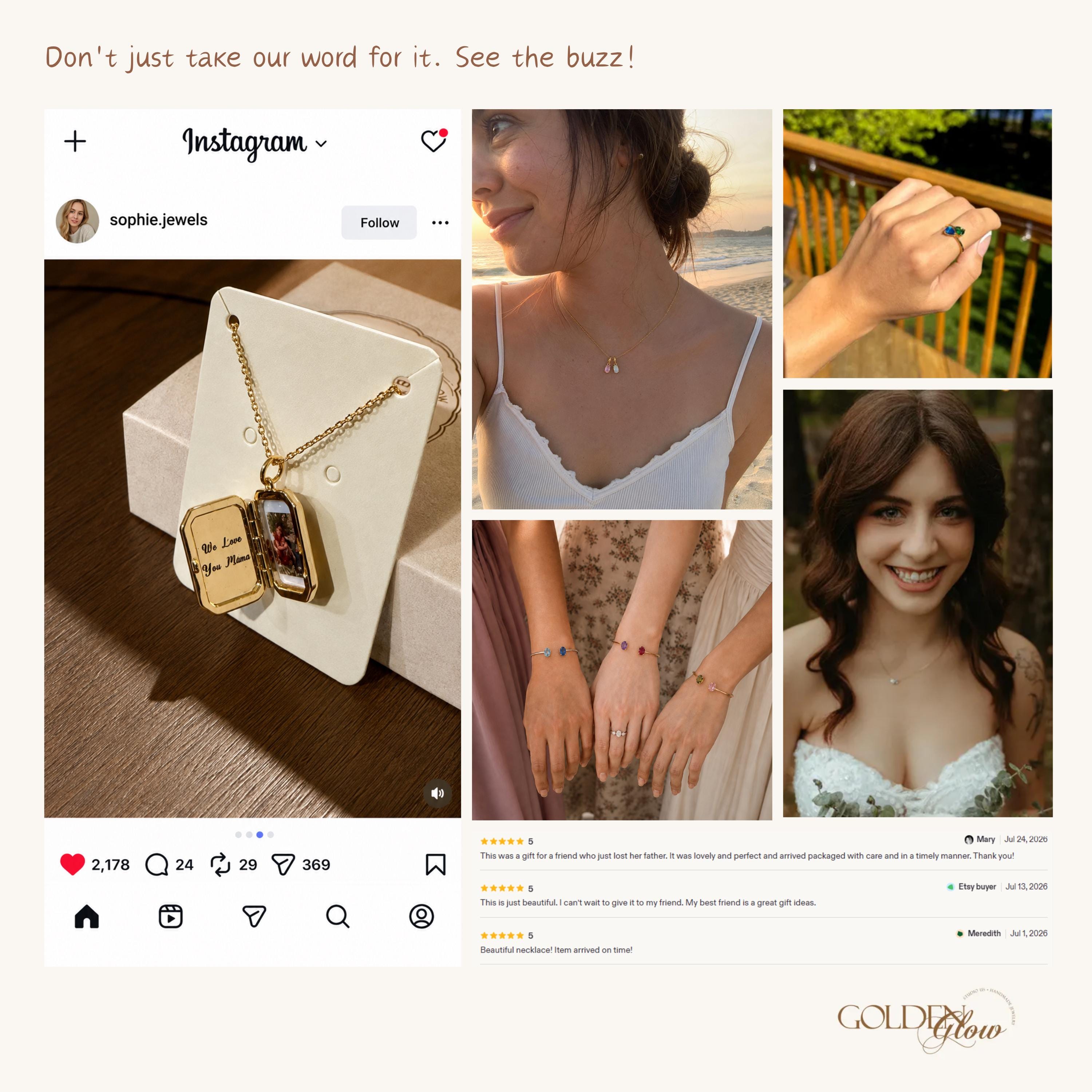 Custom Rectangular Locket Necklace with Birthstone and Photo