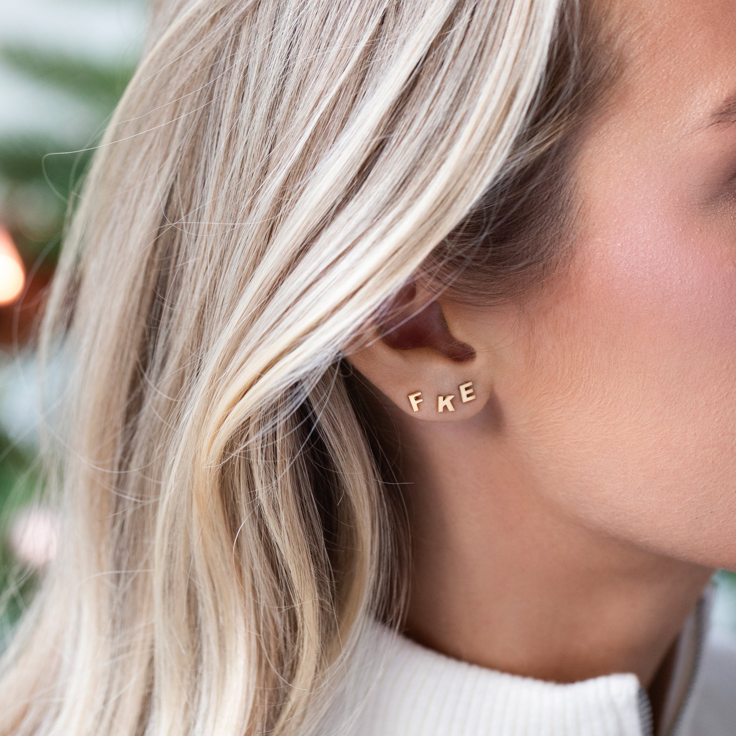 Tiny Custom Initial Letter Earring in Gold Plated Stainless Steel