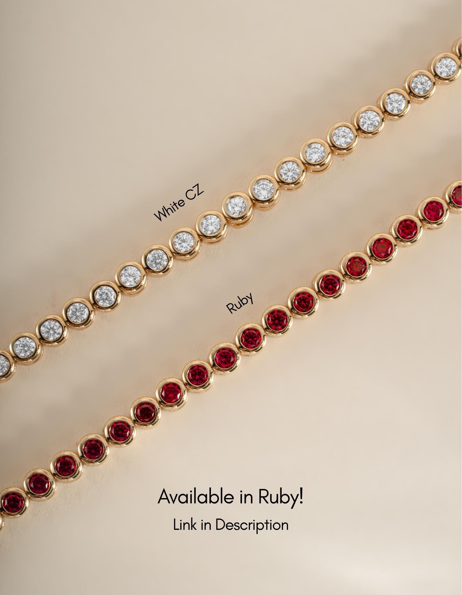 Round Bezel Cubic Zirconia Tennis Necklace with 2.5mm Stones
