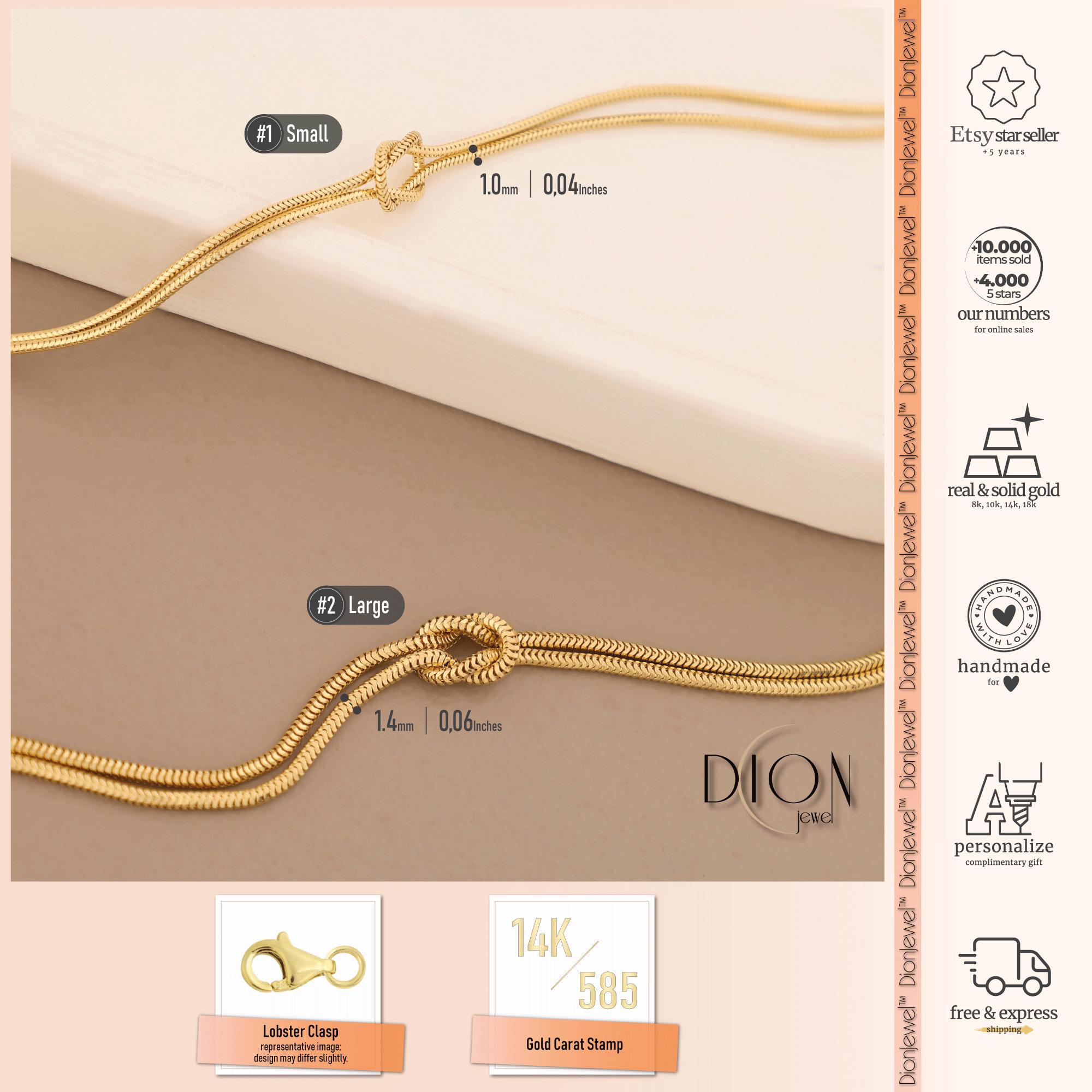 14K Gold Knot Bracelet with Herringbone Rope Chain