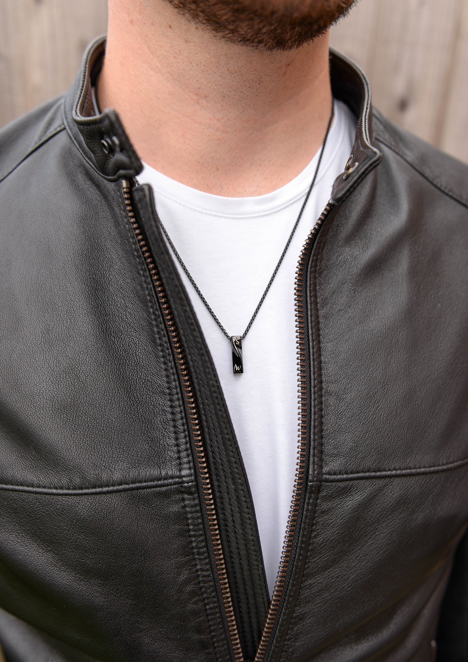 Custom Engraved Men's Bar Necklace in Stainless Steel with Hidden Engraving
