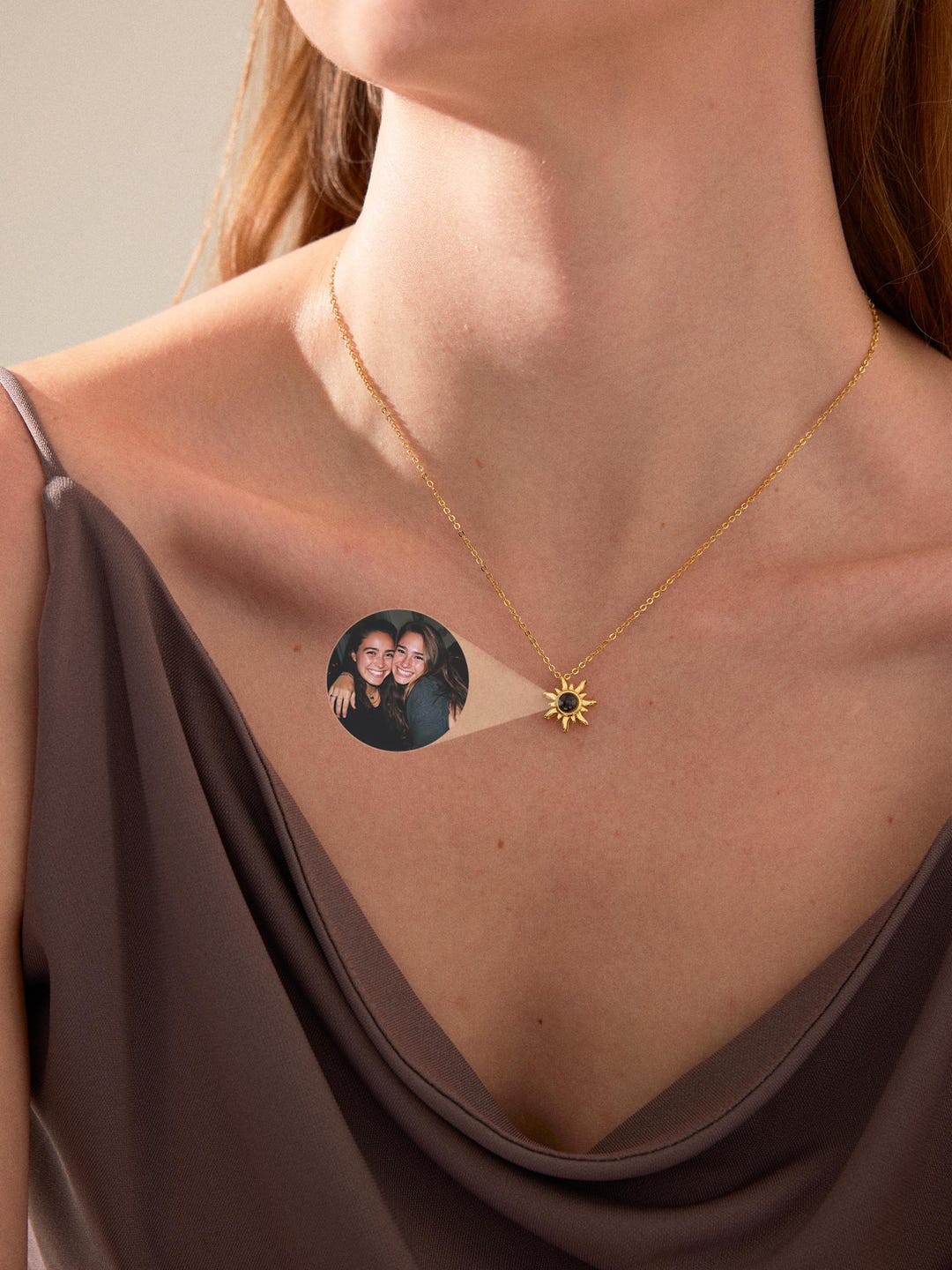 Sunflower Photo Projection Necklace with Hidden Picture