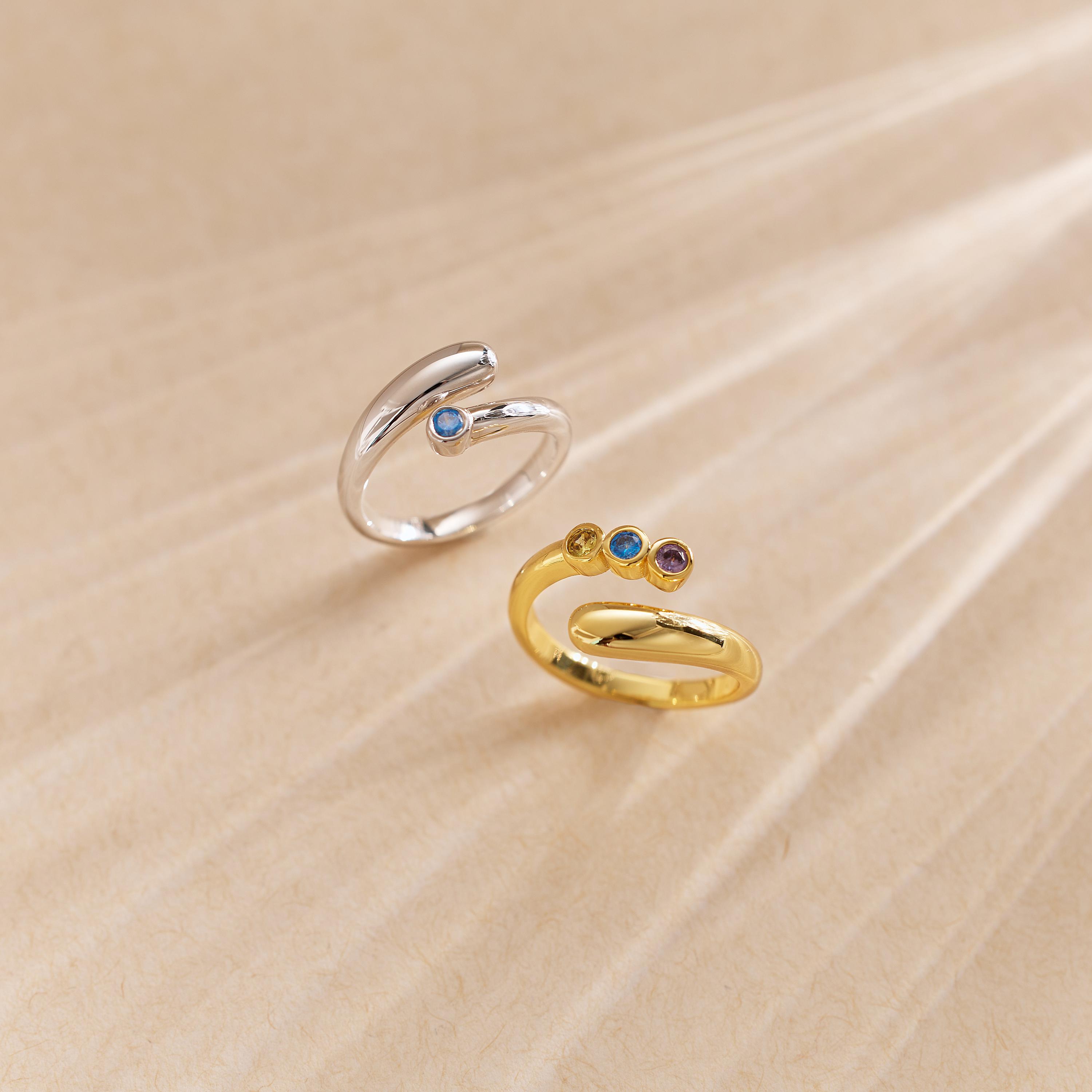Custom Adjustable Birthstone Ring With Dainty Multi-Stone Detail