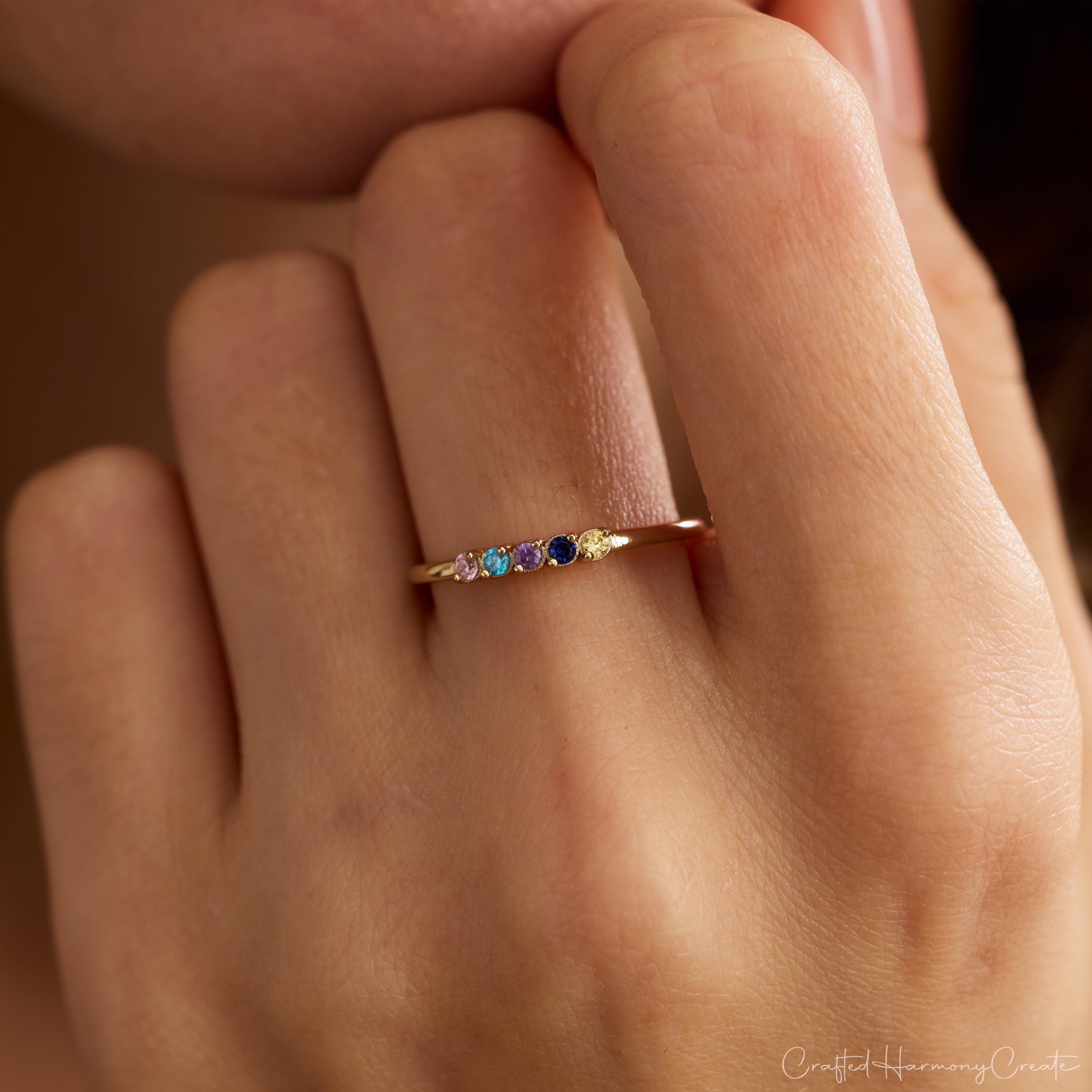 Personalized Multiple Round Birthstone Ring