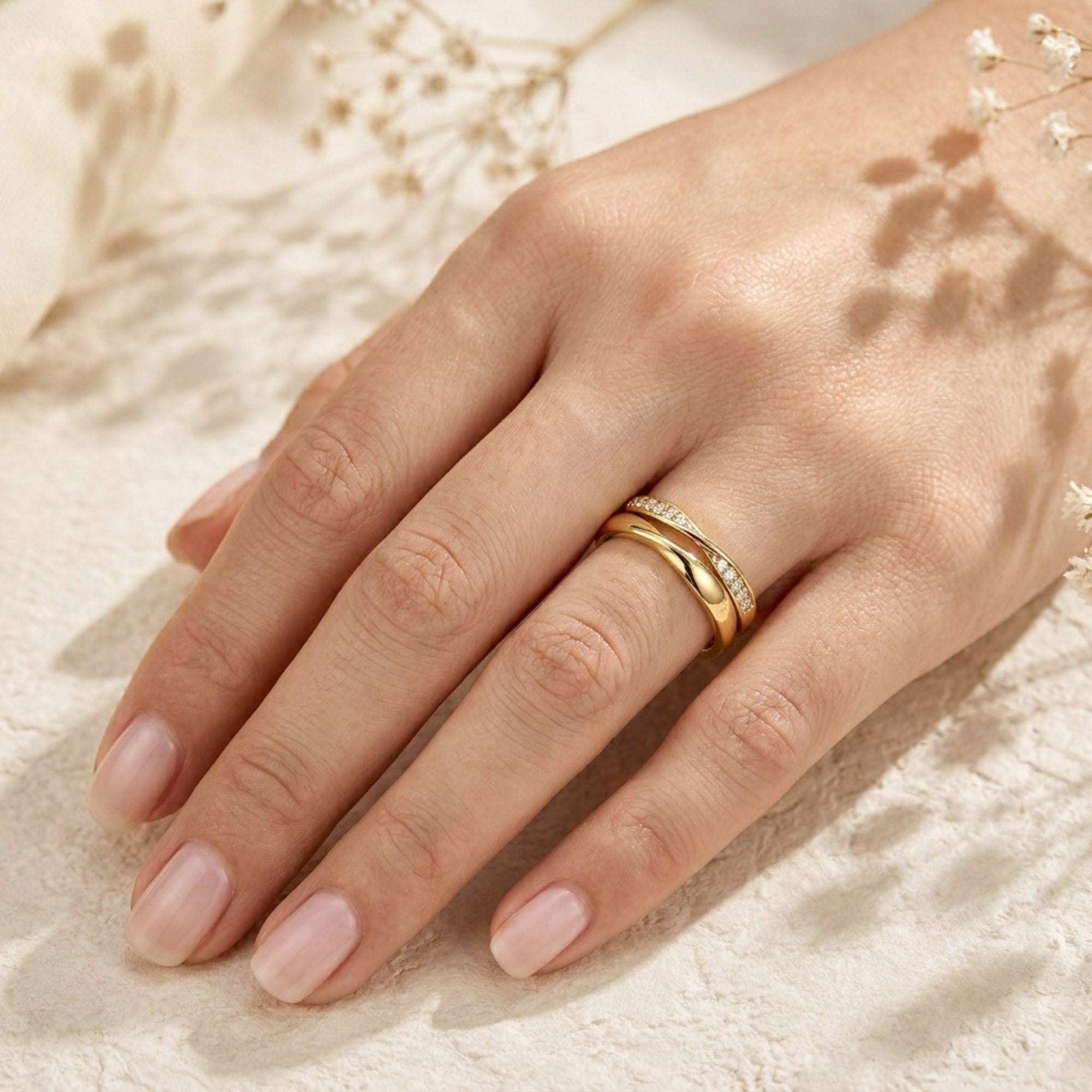 Sterling Silver Twisted Couple Ring Set