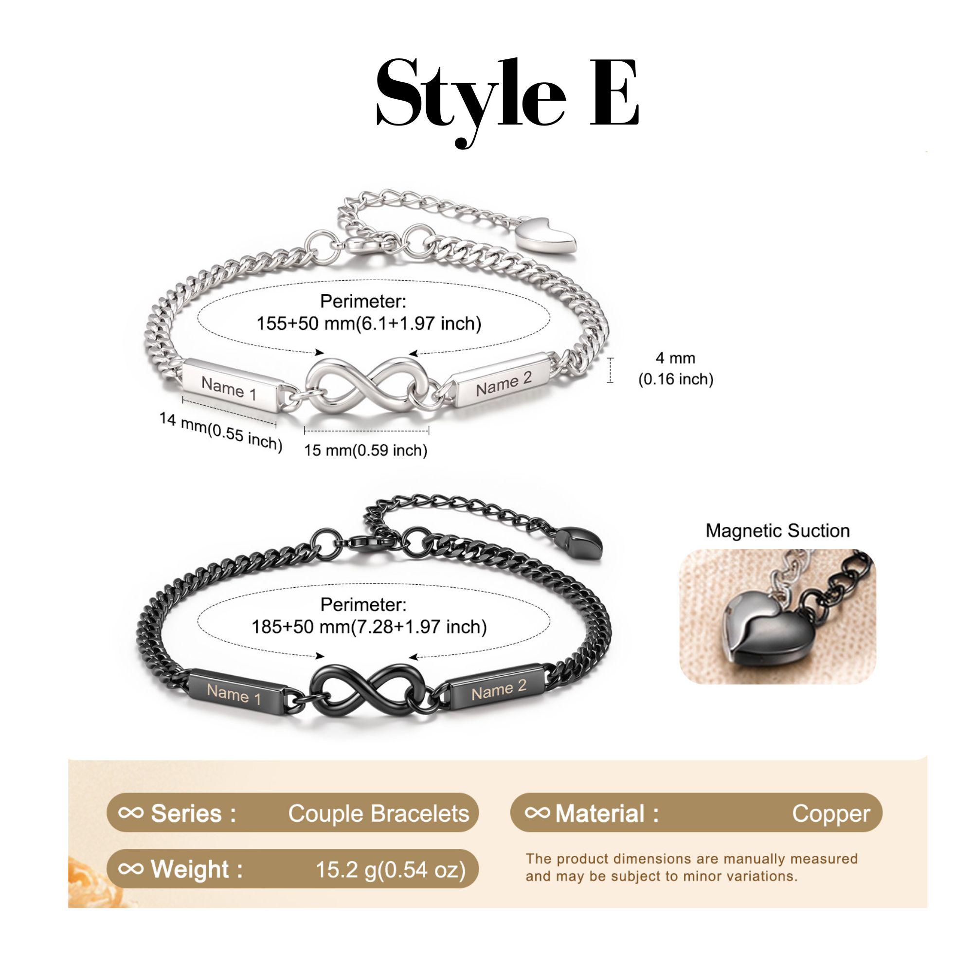 Personalized Two Name Infinity Couple Bracelet Set