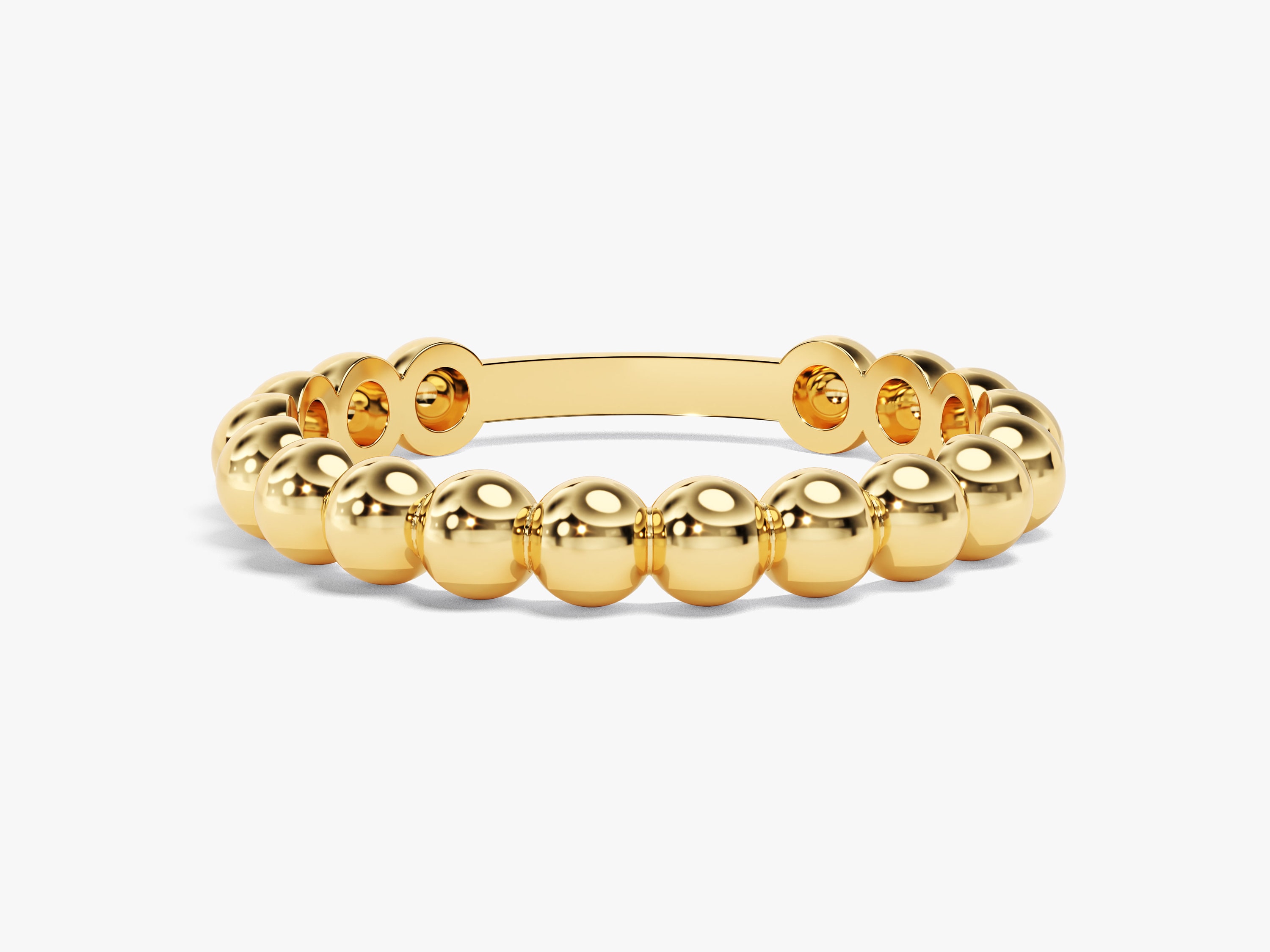 14K Gold Beaded Ring, Dainty Stacking Band 2mm 3mm 4mm