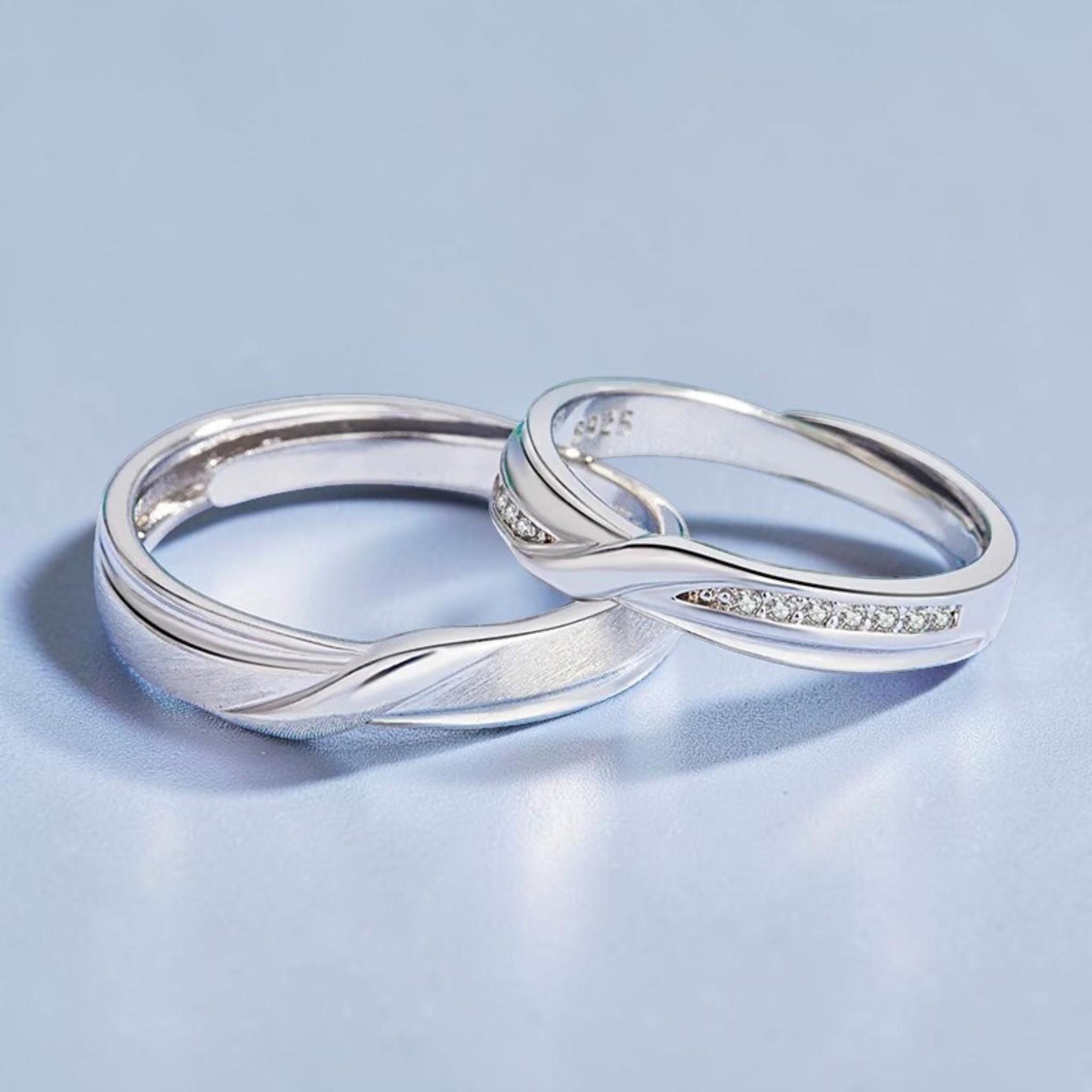 Adjustable Copper Couple Rings, Matching Twisted Promise Band Set