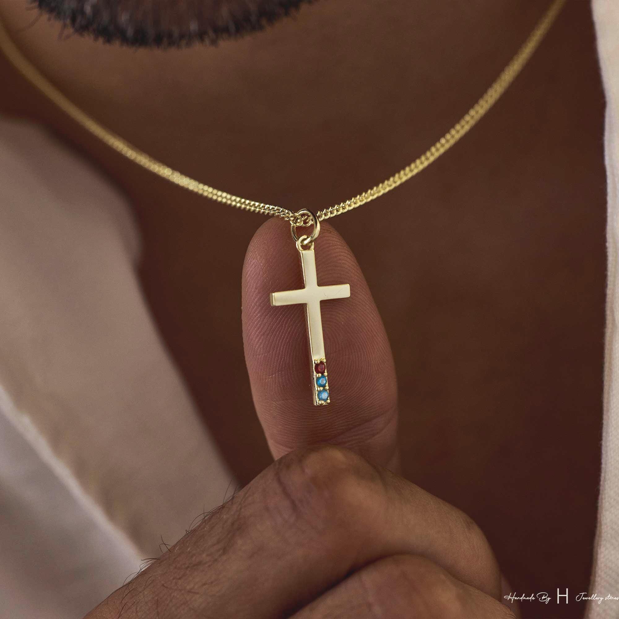Men's Birthstone Necklace with Zircon Pendant in Pure Copper