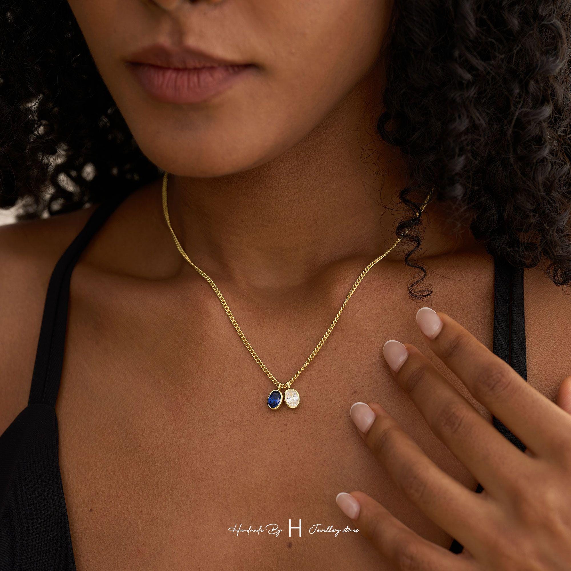 Custom Birthstone Necklace for Dad with Copper Pendant and Zircon Stone